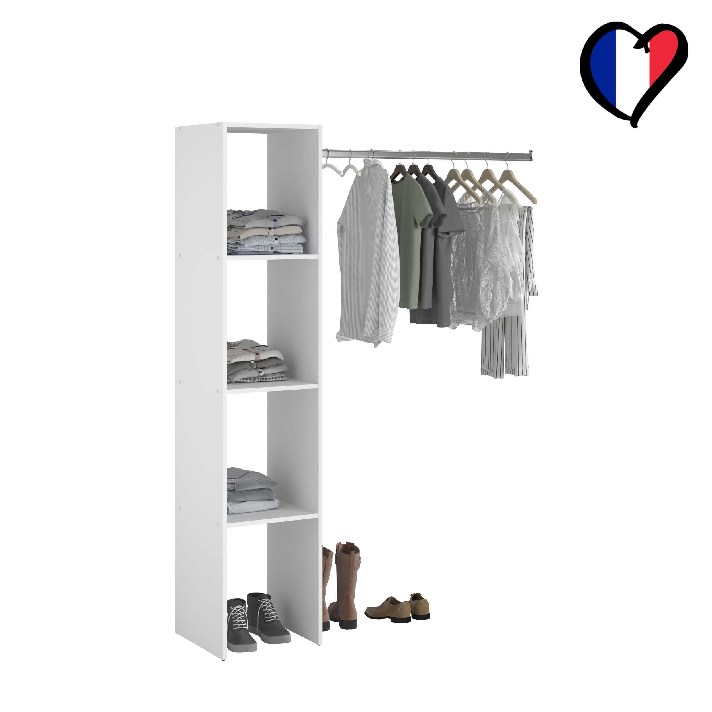 Petite Armoire Penderie Blanche – 2 Portes – 200x80x50 Cm – état Neuf (Leroy Merlin)
