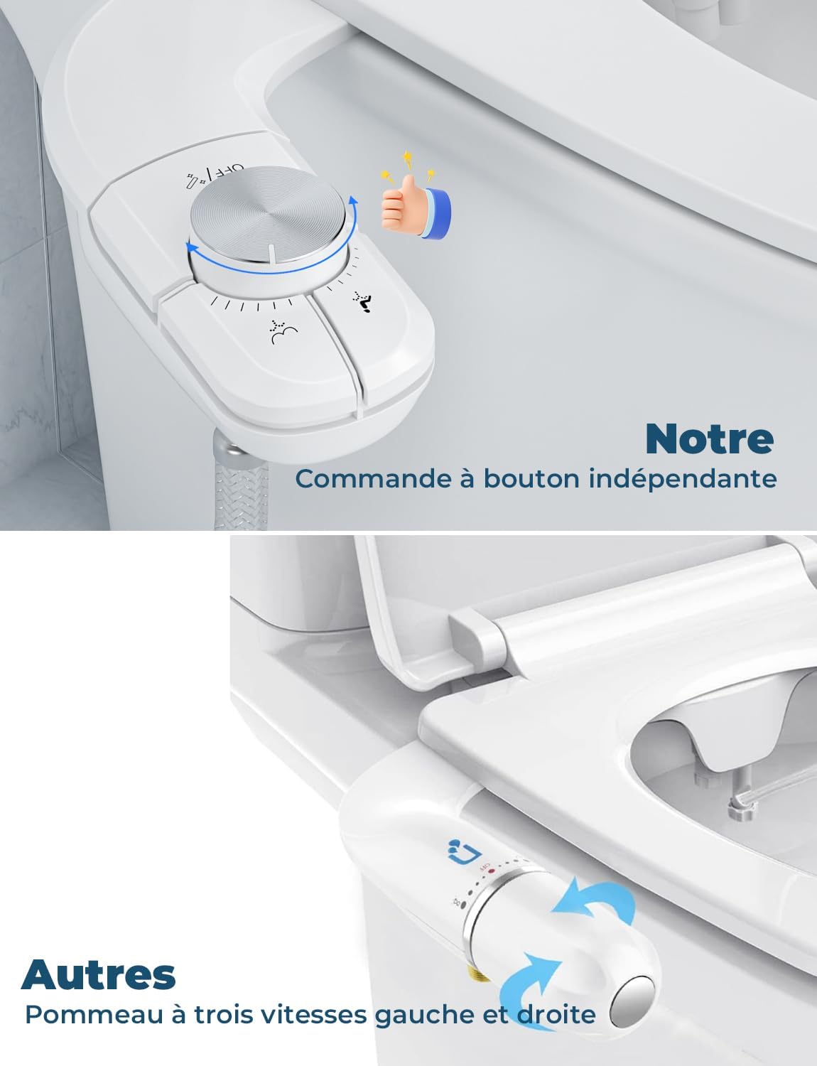 Inodoro japonés con bidet, sin electricidad, con dos boquillas retráctiles, fácil de instalar, autolimpiante, con presión de agua regulable. - 6