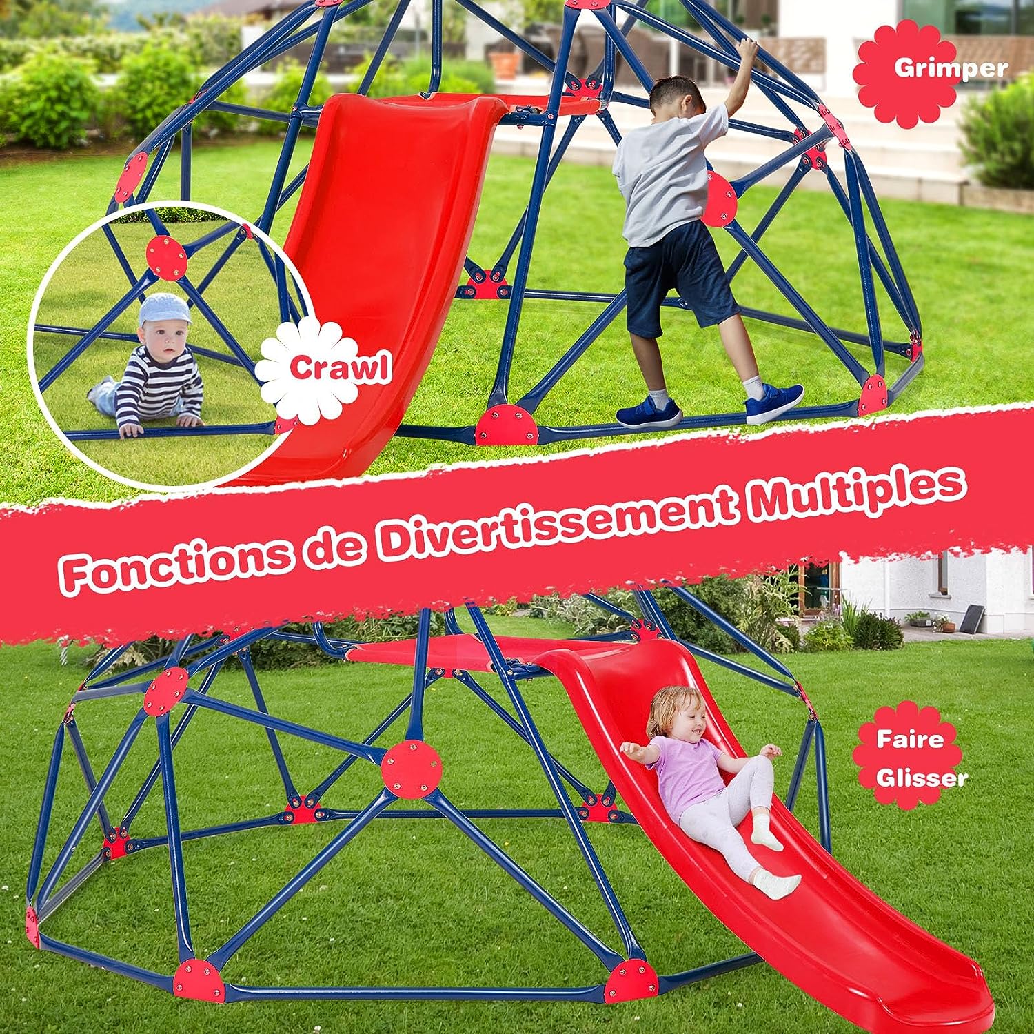 Cupola Per Arrampicata Small Foot Adventure - Struttura Gioco Legno Per Bambini Da 2 Anni 150x150x64 Cm