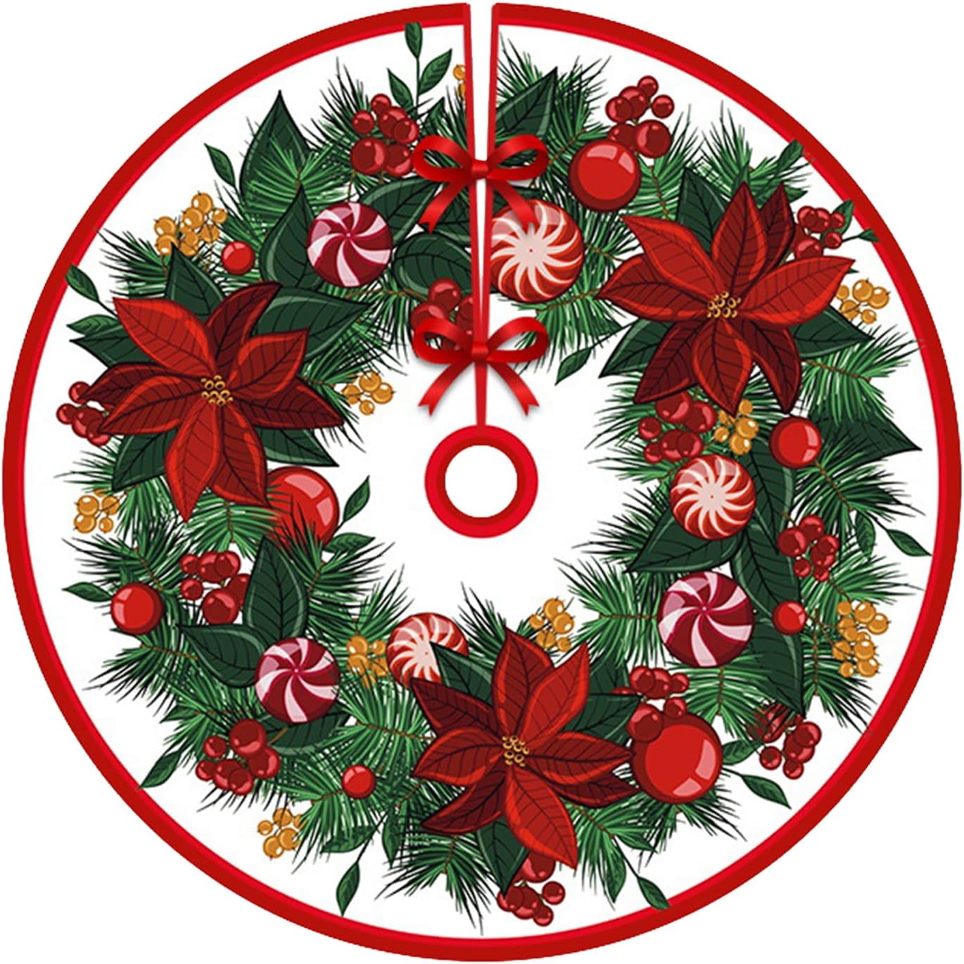 Spódnica choinkowa, nadruk wianek, dekoracja na podstawę choinki, średnica 120 cm