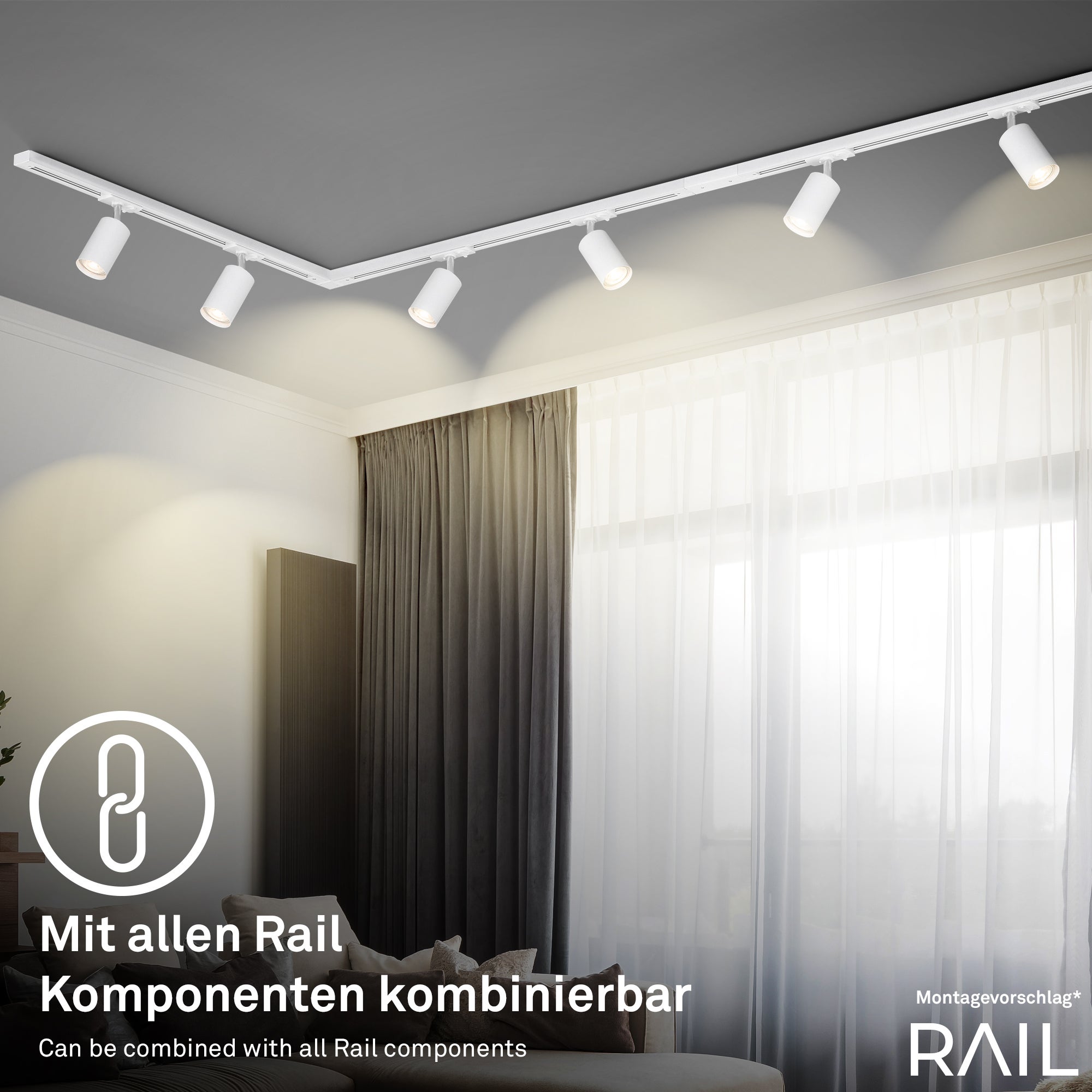 Pendente Per Binari Rail Metallo Bianco Opaco 1 Luce Gu10 - 3