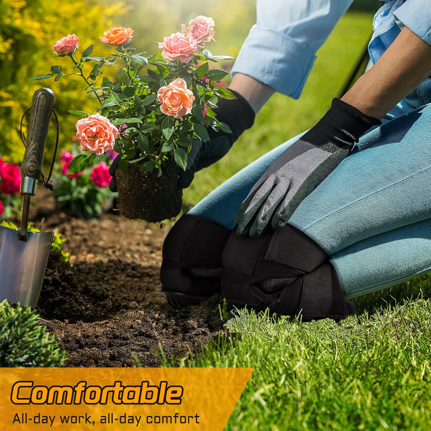 Joelheiras de trabalho - Joelheiras profissionais com maior conforto - Joelheiras para trabalhadores do trabalho, jardinagem e construção civil - 4