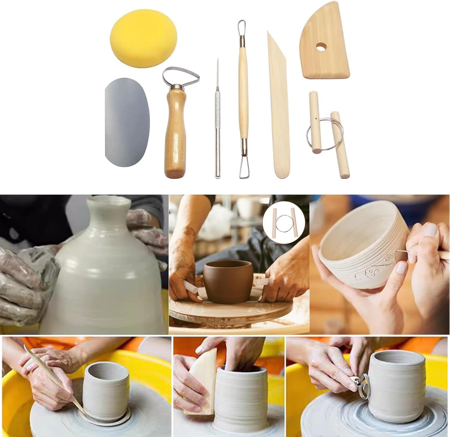 Ensemble d'outils de poterie, un ensemble complet de 52 pièces, adapté à la création de sculptures et de poteries à faire soi-même. - 6