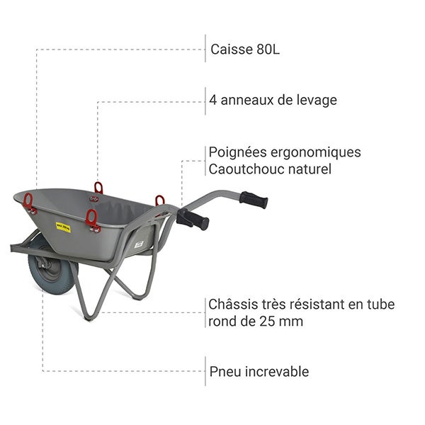 Brouette élingable - Caisse 80L - Charge max 200kg - 17617 - 3