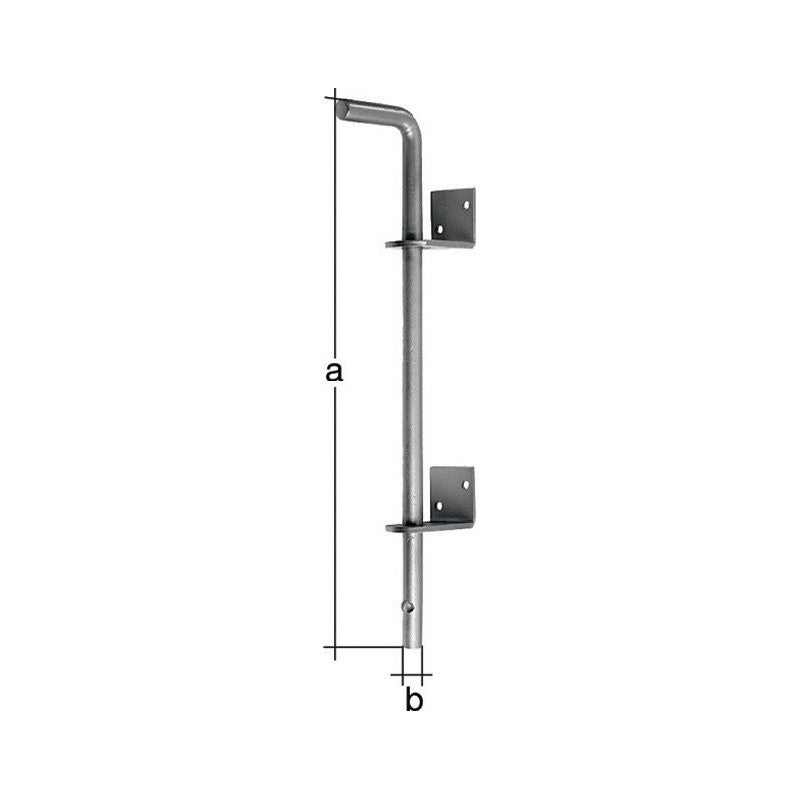 Alberts 211011 Asta blocca porta, zincata a caldo, Chiavistello Ø 16 mm, 400 mm, Distanza chiavistello-cancello 30 mm