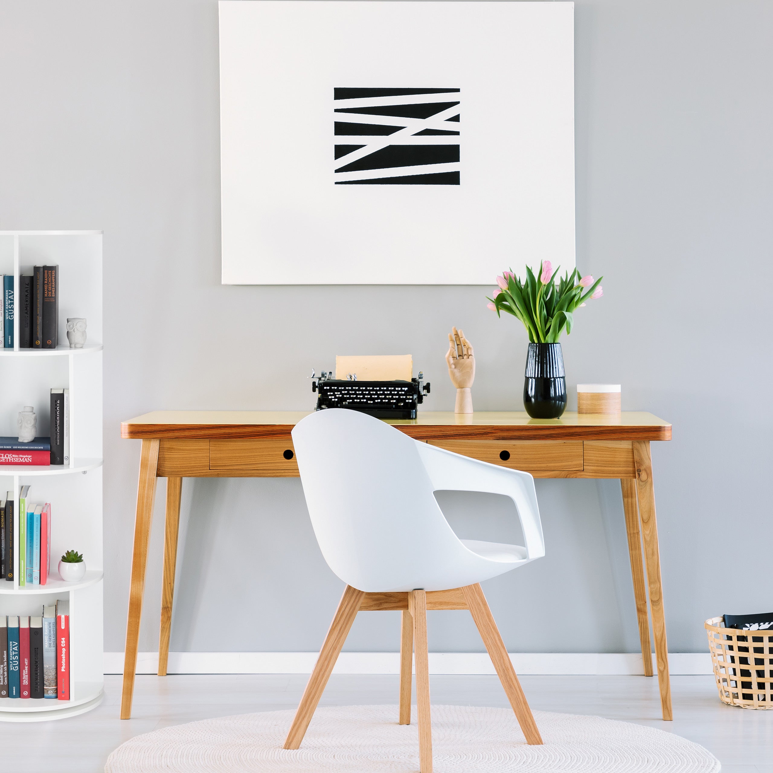 Estante giratória, prateleira rotativa, MDF, armazenamento de CD/DVD, 138 x 50 cm, branca, Relaxdays - 5