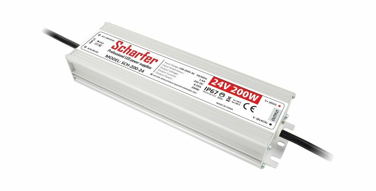 Zasilacz hermetyczny 200W 24V IP67 16.67A uniwersalny SCH-200-24 SCHARFER