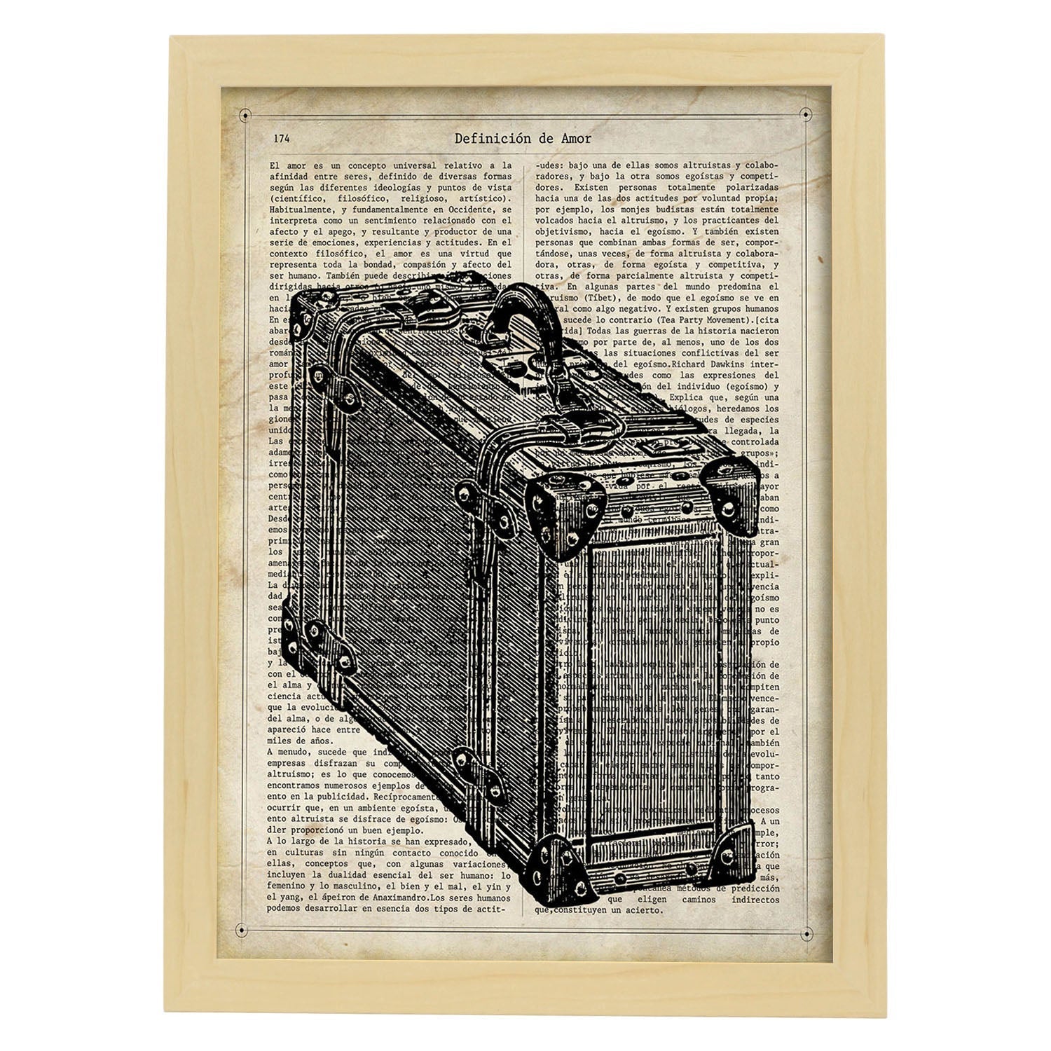 Affiches D'objets Vintage La Lame De Valise Vintage Avec Des Images D'objets Vintage Avec Des Définitions En Espagnol Châssis Blanc A3 - 2