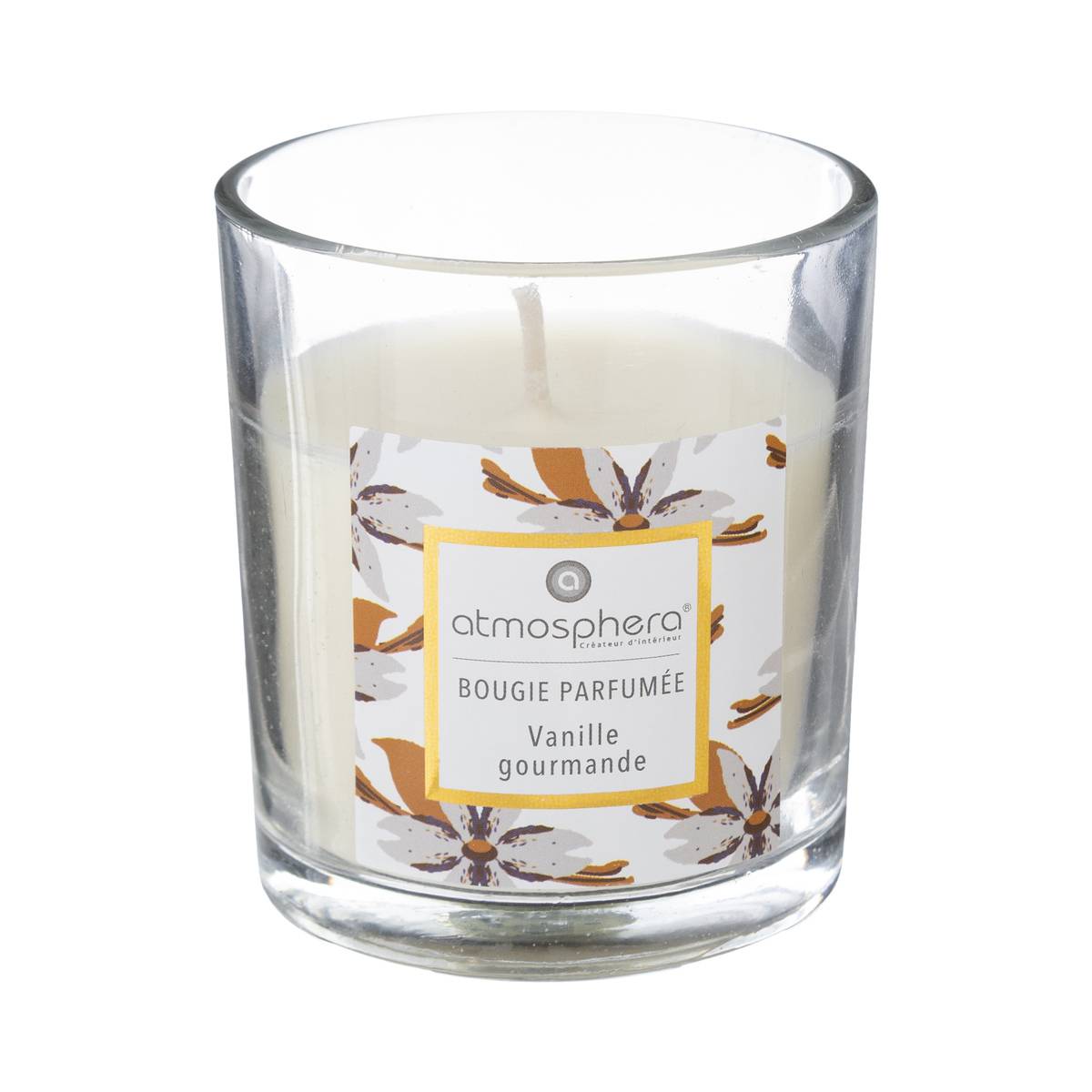 Bougie Parfumée Atmosphera Neda – Senteur Fleur De Coton – 110 G, Pot Verre – Durée 18 H