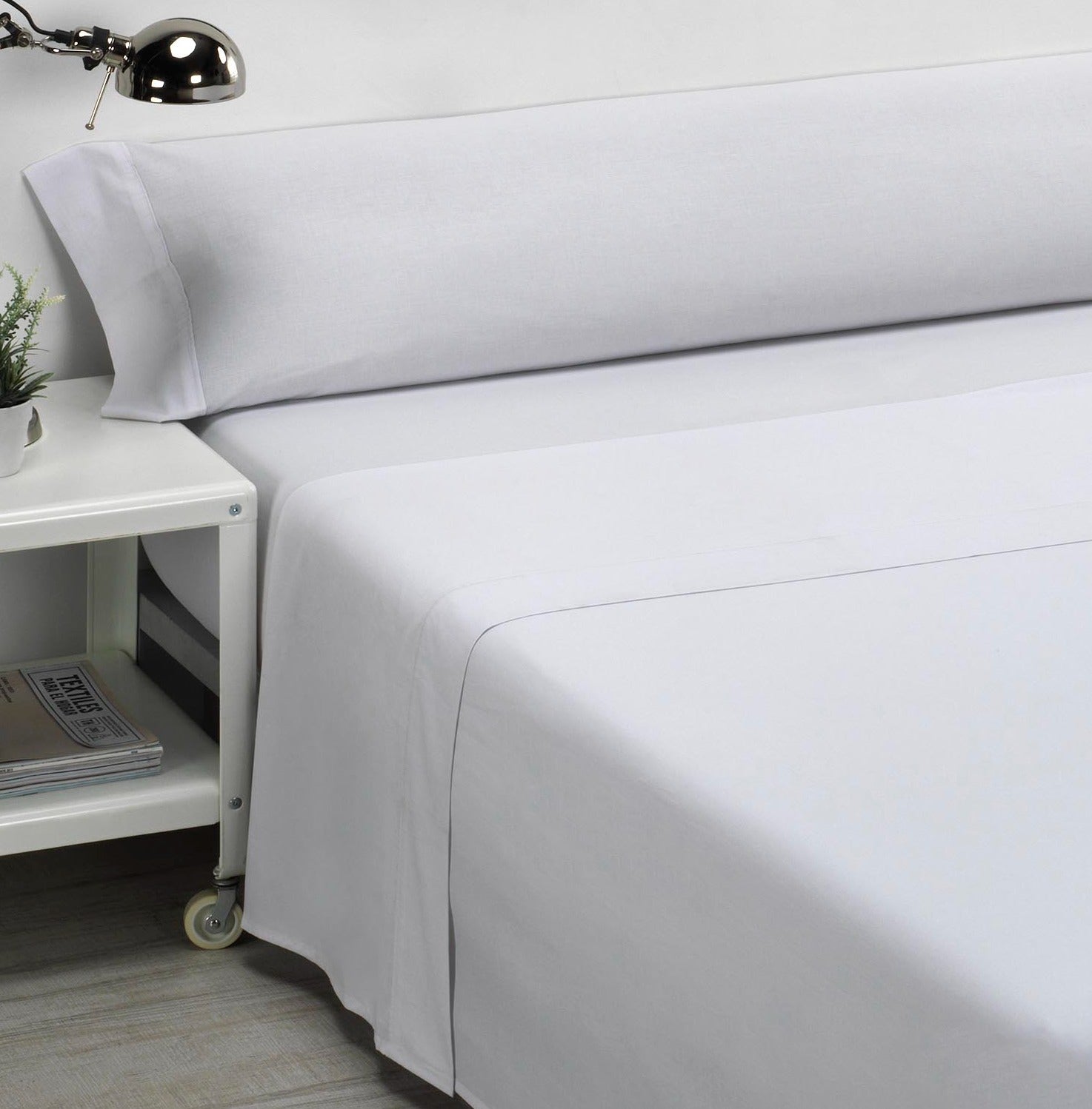 Juego de sábanas liso 100% Algodón Blanco cama de 90cm Donegal Collections - 3