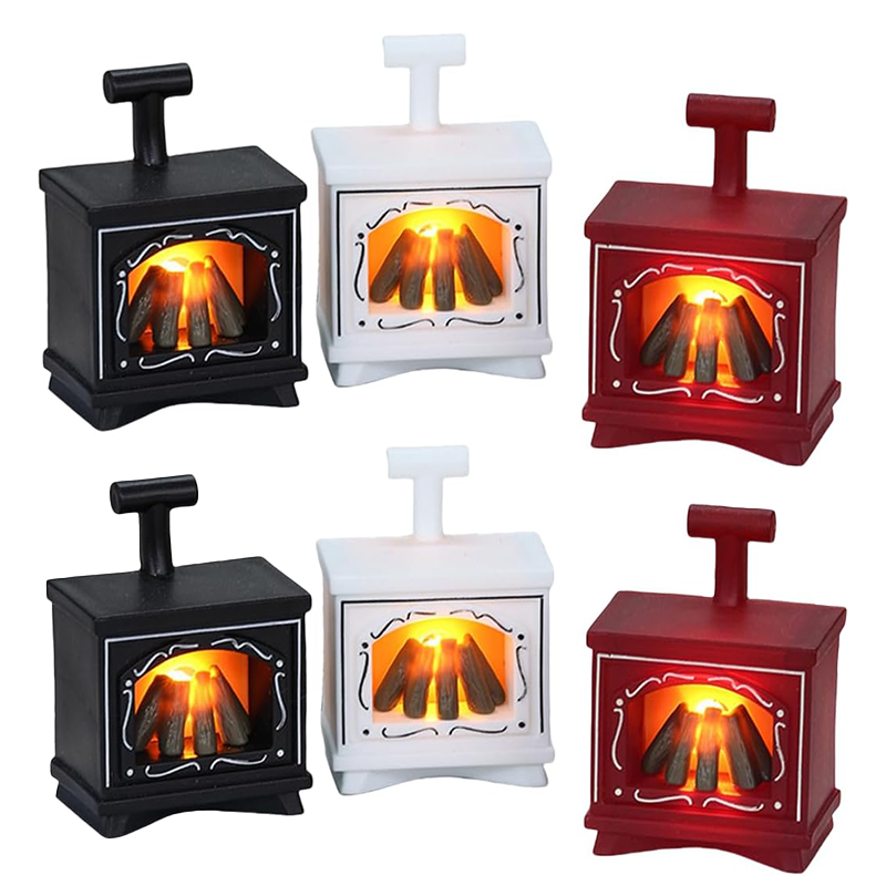 sztuk miniaturowych lampek kominkowych LED do wystroju domu, meble do domku dla lalek, czarno-czerwono-białe