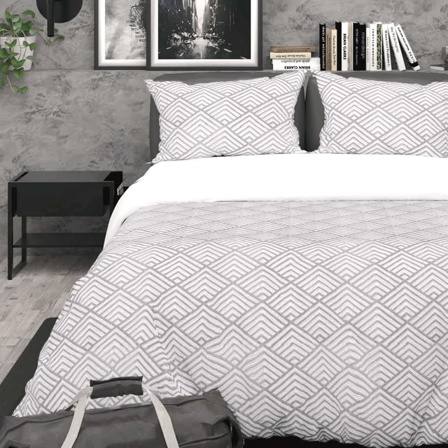 Parure housse de couette 3D microfibre 240x220 cm LAYA gris, par Soleil d'Ocre