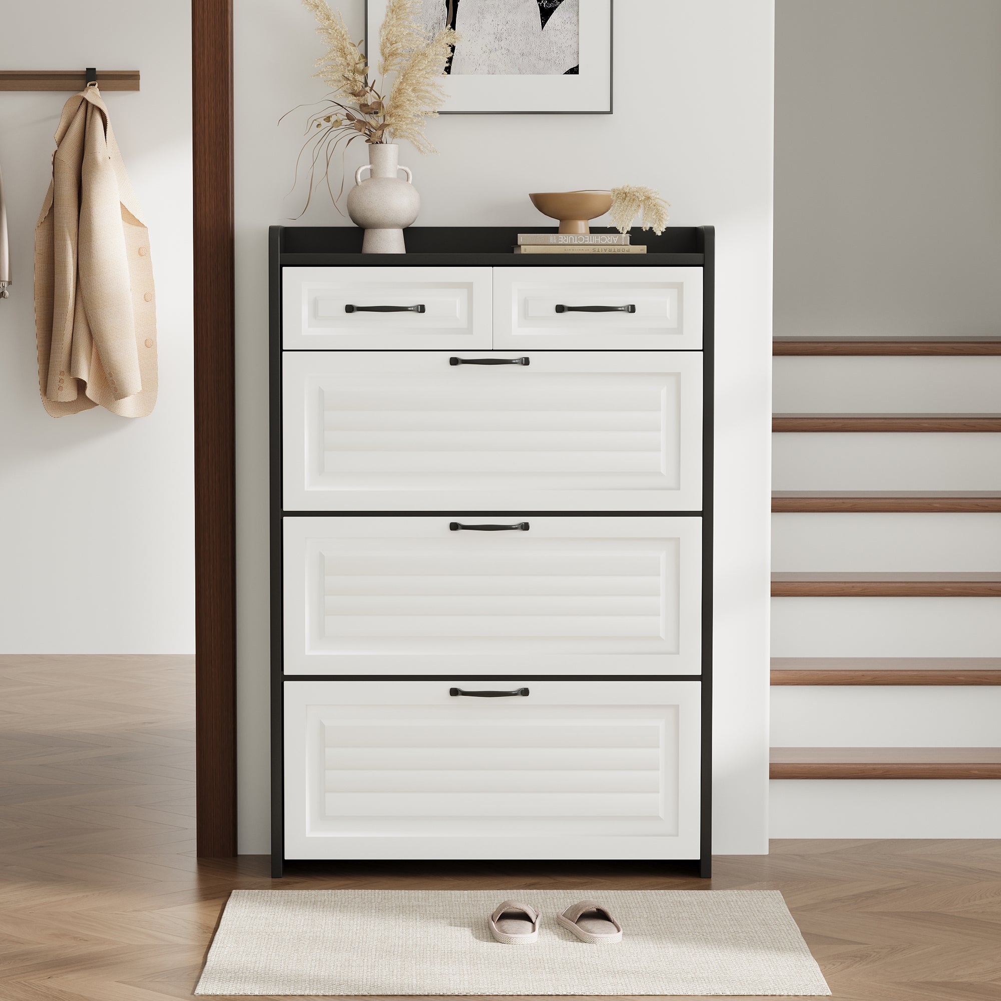 Armoire Murale De Cuisine Avec Portes Abattantes Et Vitrees - Étagère De Rangement Sous Armoire Multifonctionnelle Gris 60cm