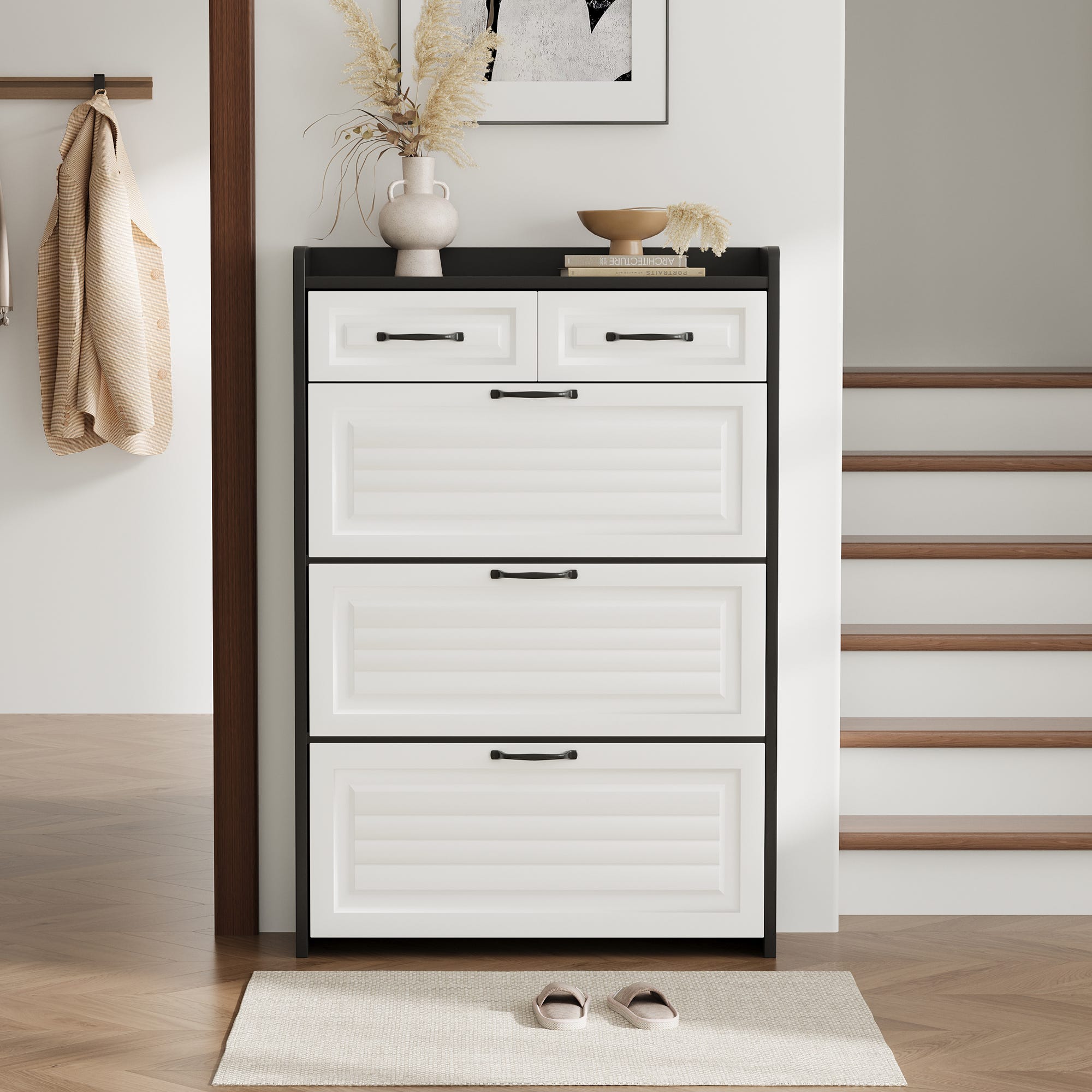 Armoire Murale De Cuisine Avec Portes Abattantes Et Vitrees - Étagère De Rangement Sous Armoire Multifonctionnelle Gris 60cm