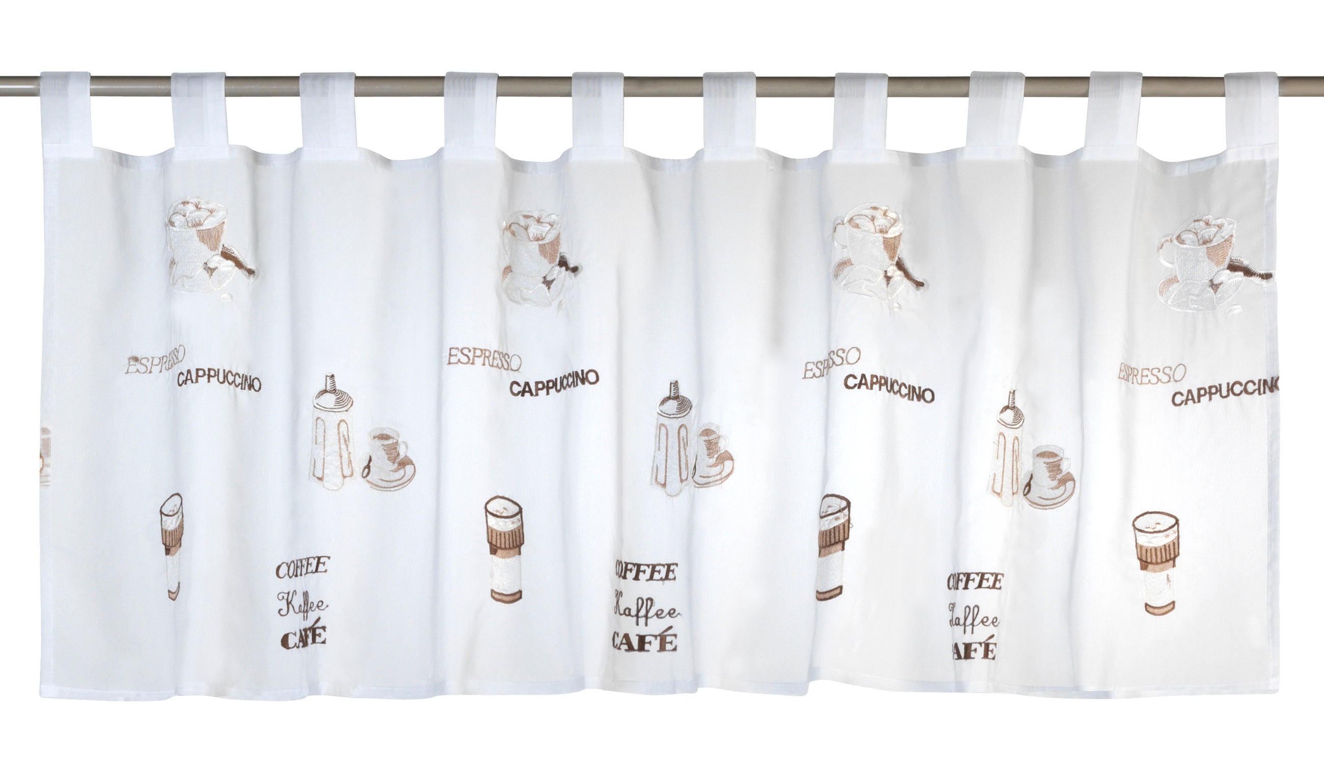 Elbersdrucke rideau bistro transparent Espresso 06 blanc-brun 48x140 cm