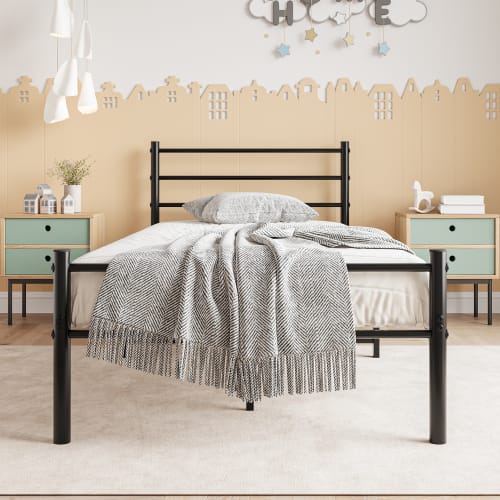 Cama De Metal Negra Moderna De Acero Y Hierro Al Por Mayor