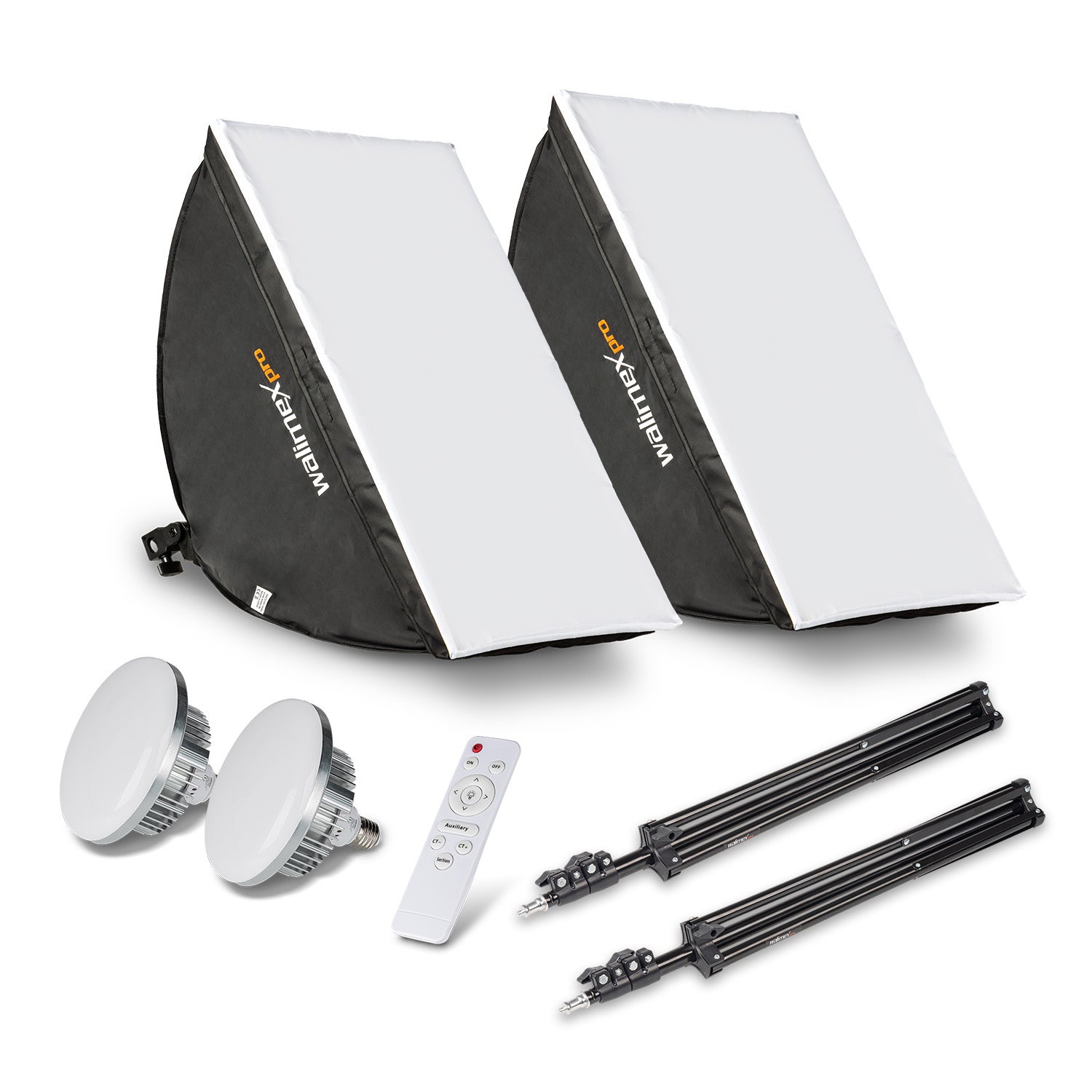 Walimex pro set de iluminación para vídeo con 2 softbox led de 60 w, 40 x 60 cm y 2 trípodes para lámparas, potente luz continua para estudio fotog...
