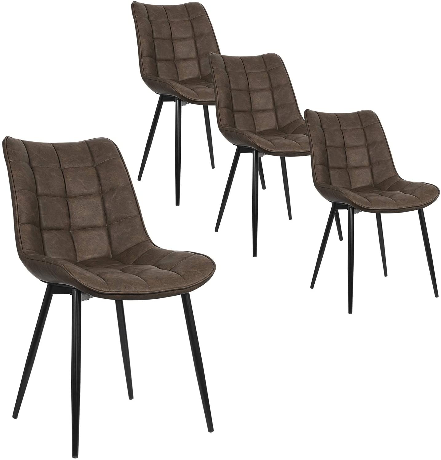 Lot De 4 Chaises De Cuisine Rembourrées Bleues - Pieds Métal Noir - Moderne - Neuf à Monter