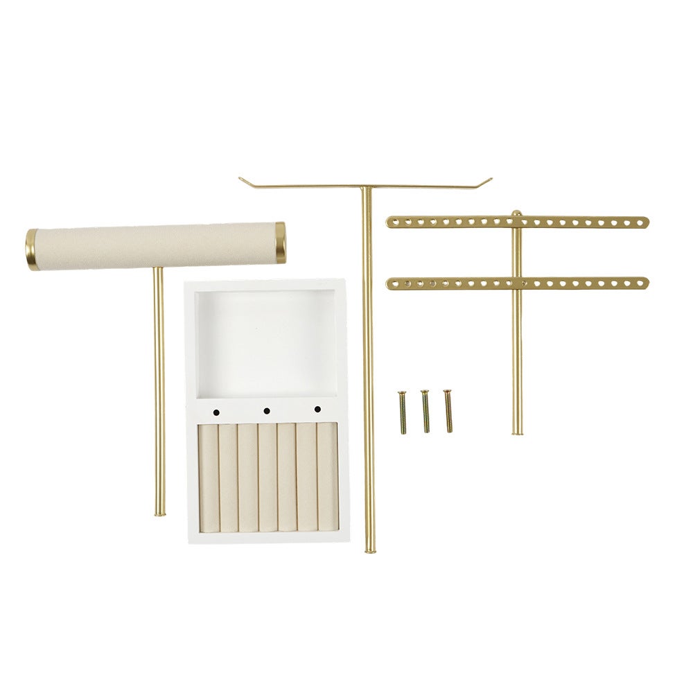 Présentoir bijoux 4 niveaux cascade doré - Organisation et vitrine pour colliers et bagues - 5