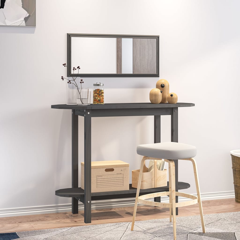 Stolik konsolowy, szary, 110x40x80 cm, lite drewno sosnowe vidaXL