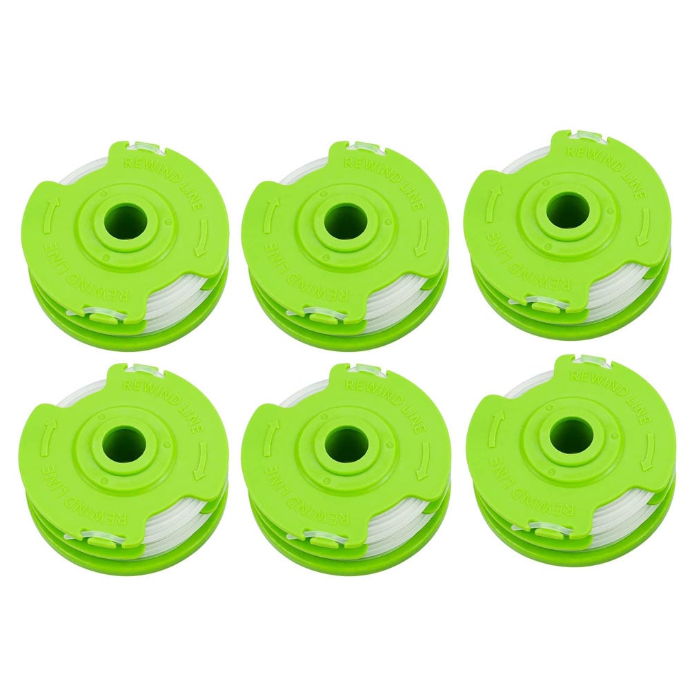 Szpule zapasowe RS90111 do trymerów Earthwise ST00011, ST00013, ST00015, ST00113, ST00115, 0,065", opakowanie 6 szt., kolor zielony