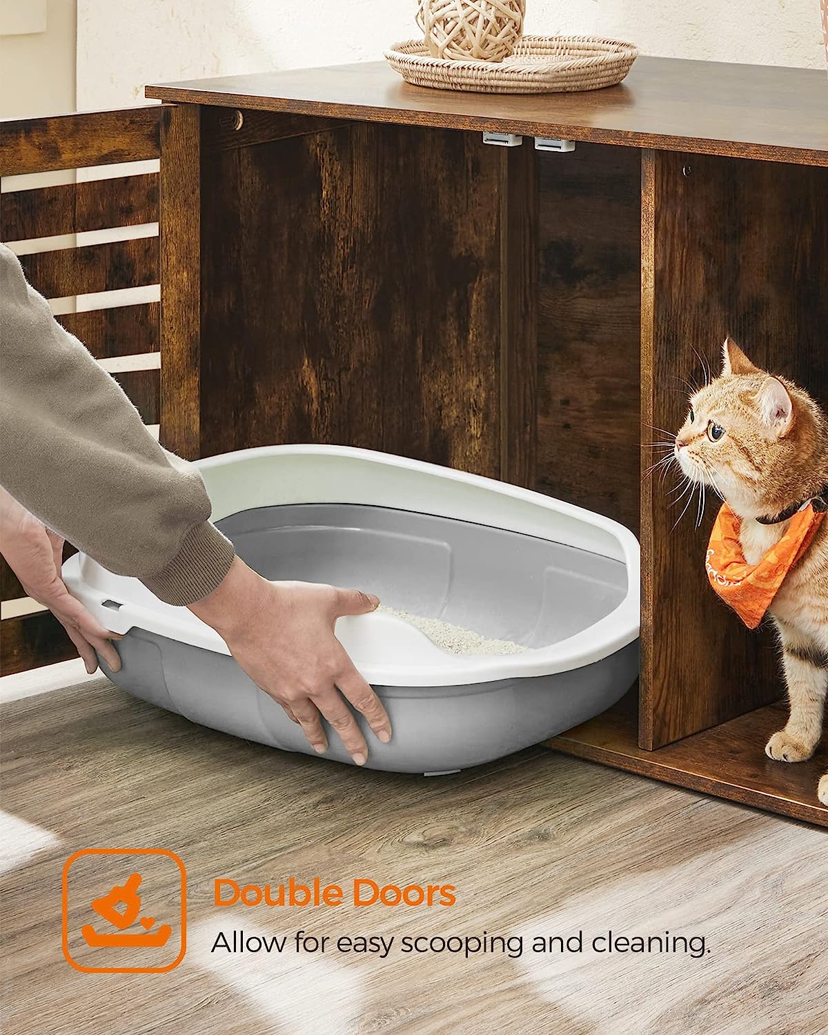 Maison De Toilette Chat, Marron Rustique, 80 X 53 X 49,2 Cm - 4