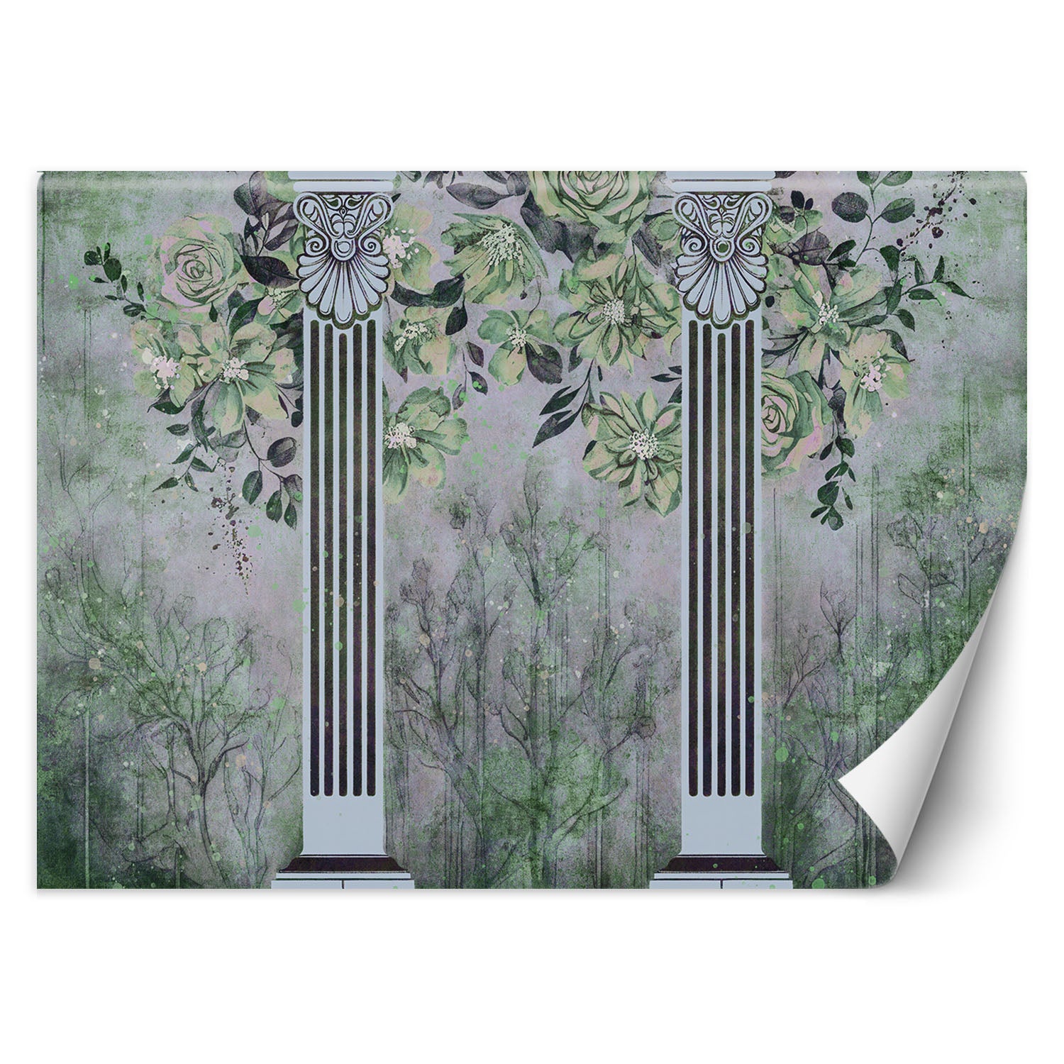 Fototapeta, Starożytne kolumny i kwiaty 200x140