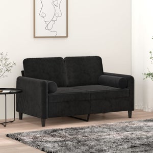 Canapé 3 Places Noir Avec Oreillers Décoratifs - Design Moderne, Tissu Polyester, 198x77x80 Cm
