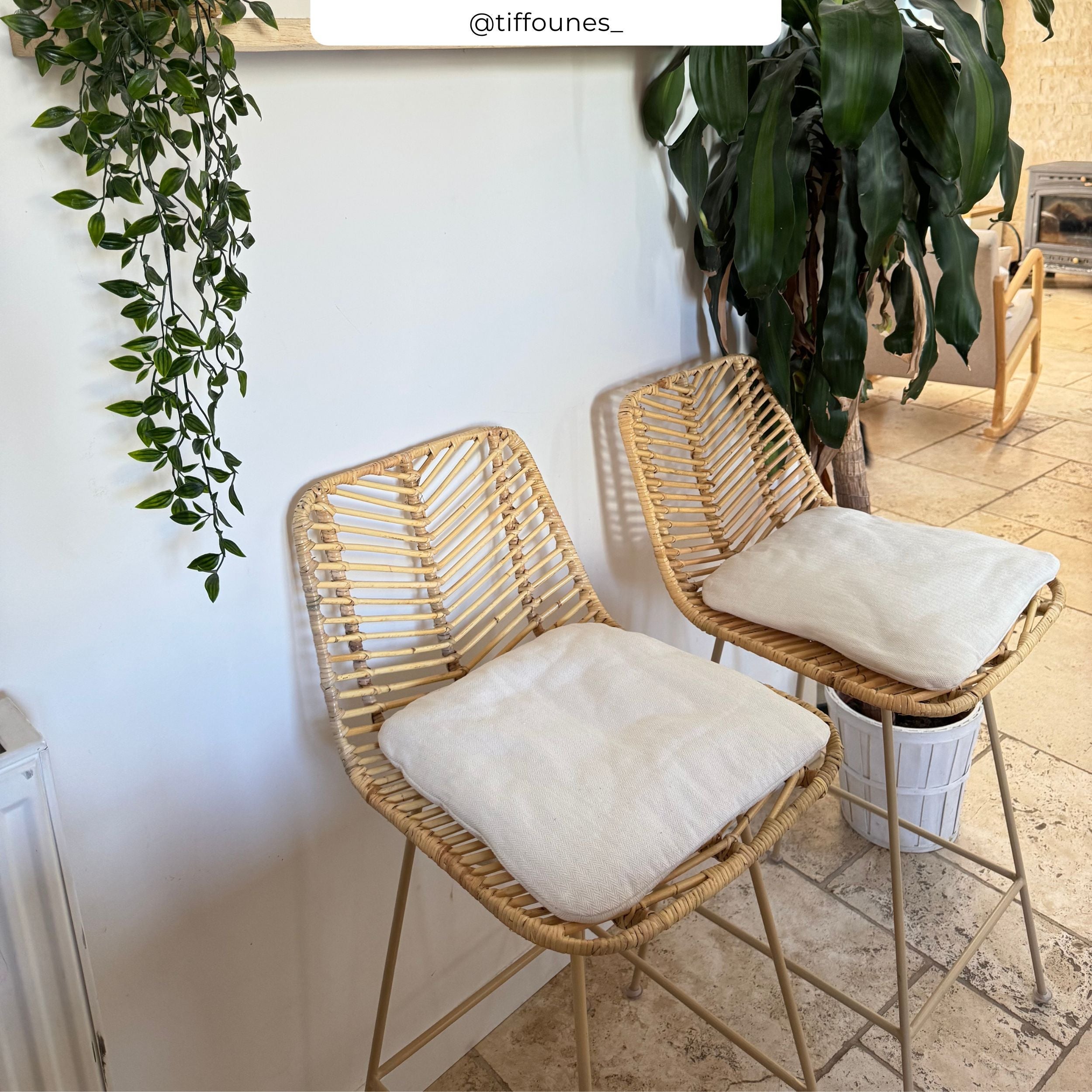 Lot de 2 chaises pour îlot central 66 cm en rotin naturel - Tamara - 8