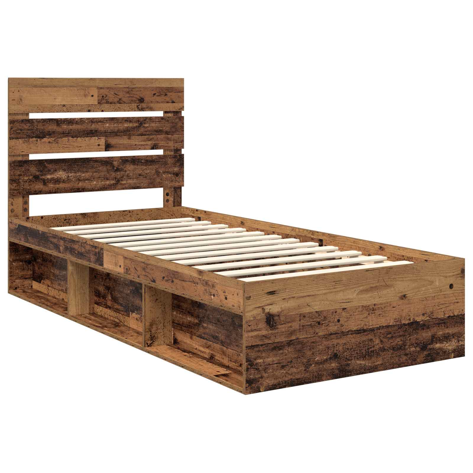 Cadre de lit bois ancien 75 x 190 cm en bois de pin massif - 4