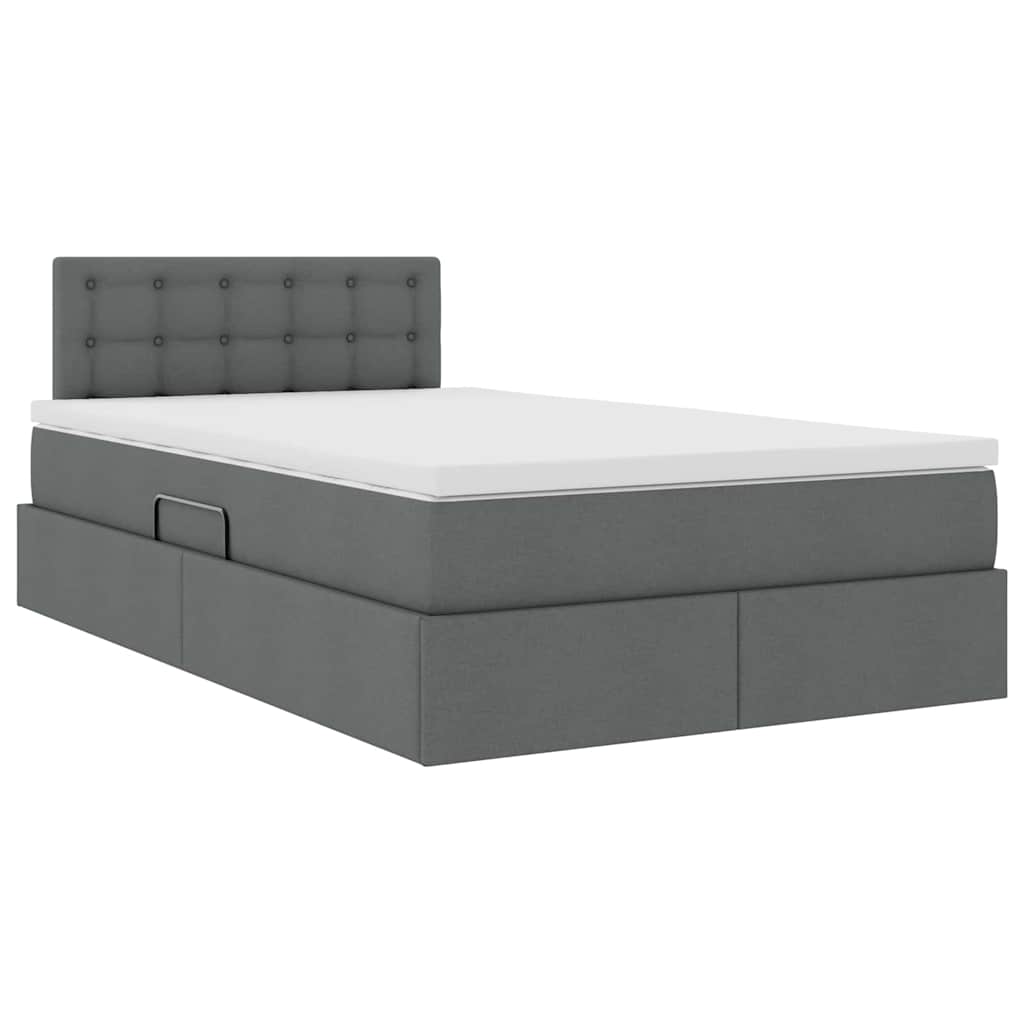 Lit avec rangement et matelas, gris foncé, 120 x 200 cm, velours - 5