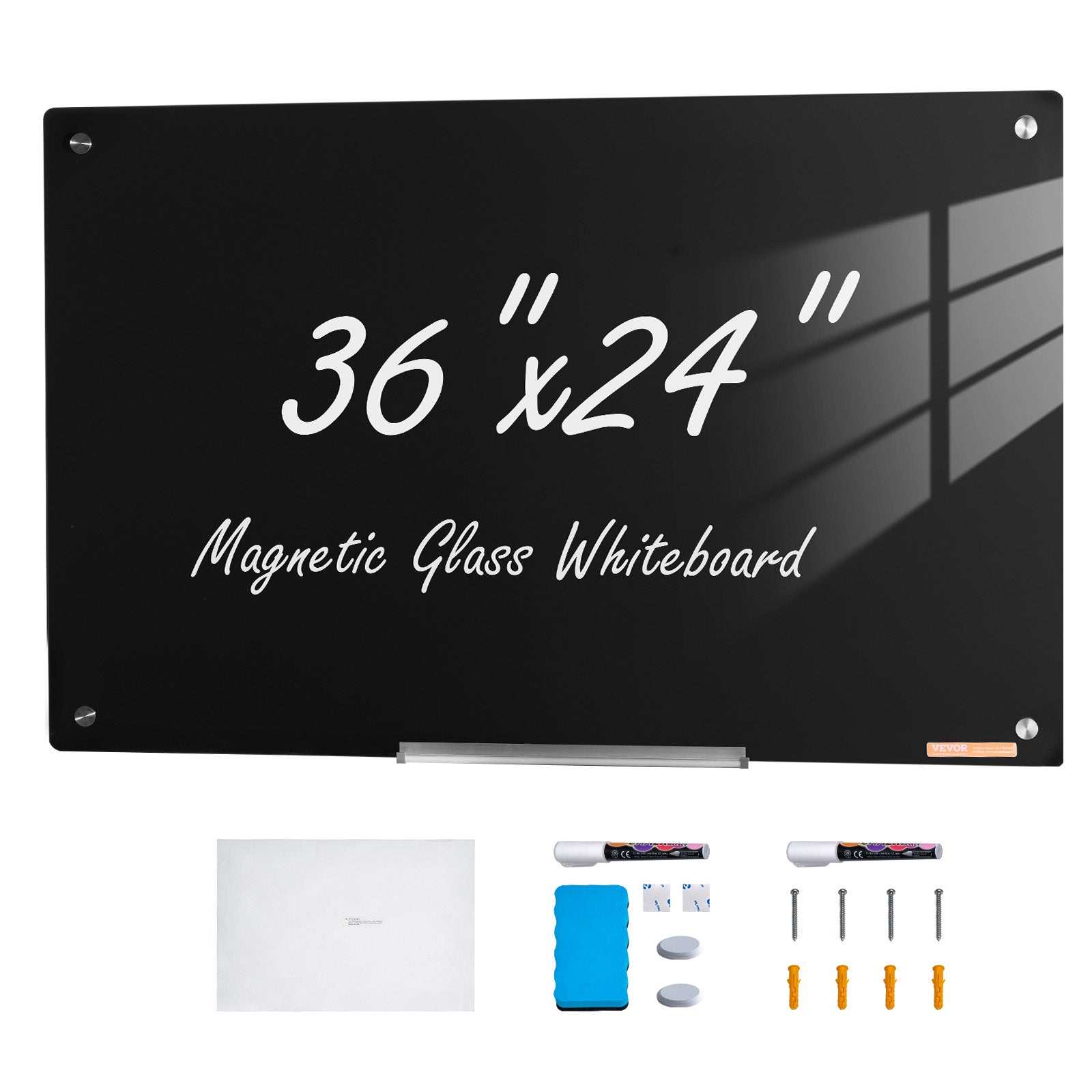 Tableau Magnétique En Verre Navaris – 60 X 40 Cm – Avec Feutre Effaçable