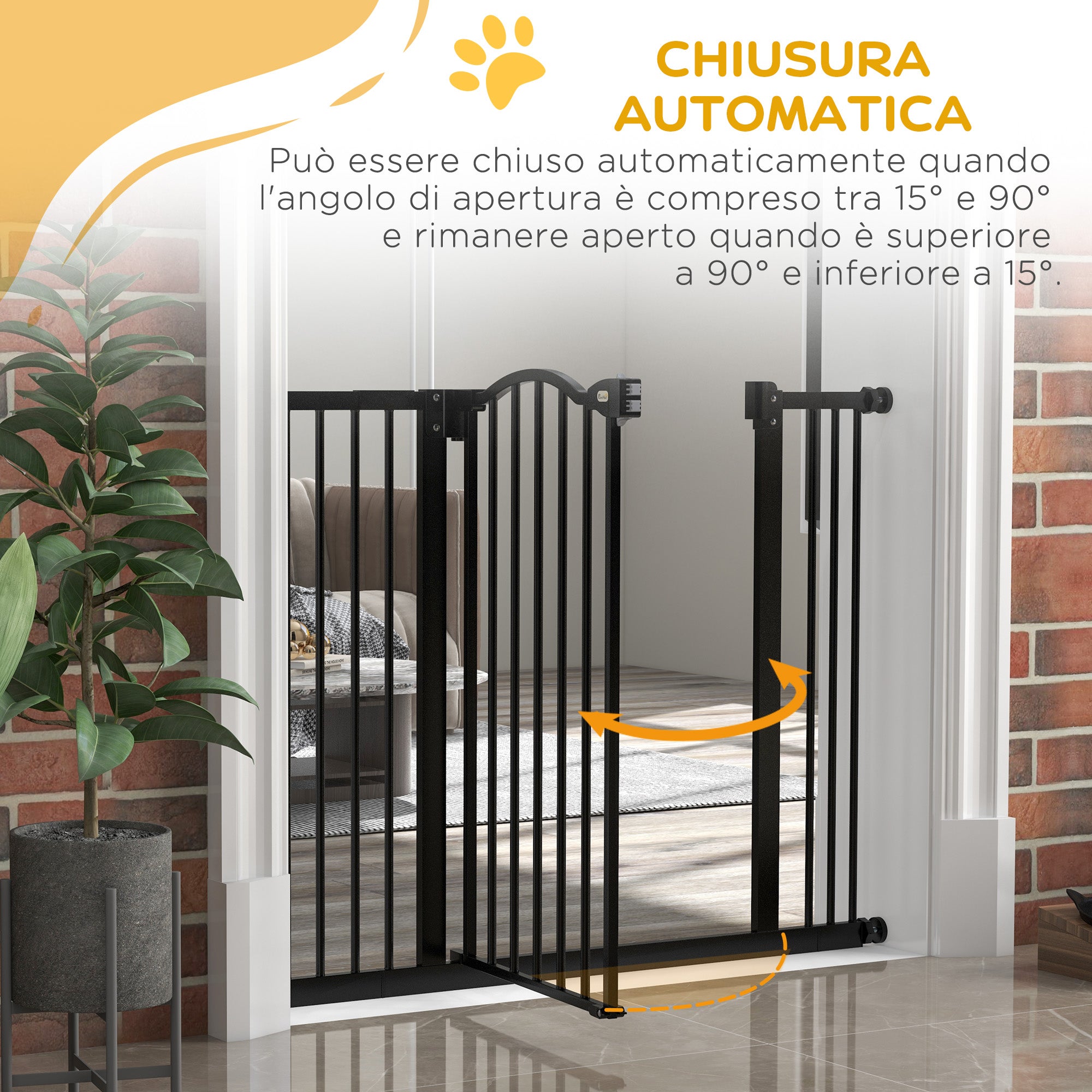 PawHut Cancelletto per Cani Estensibile con 4 Viti Regolabili, in Metallo e Plastica, 74-100x78 cm, Nero - 5