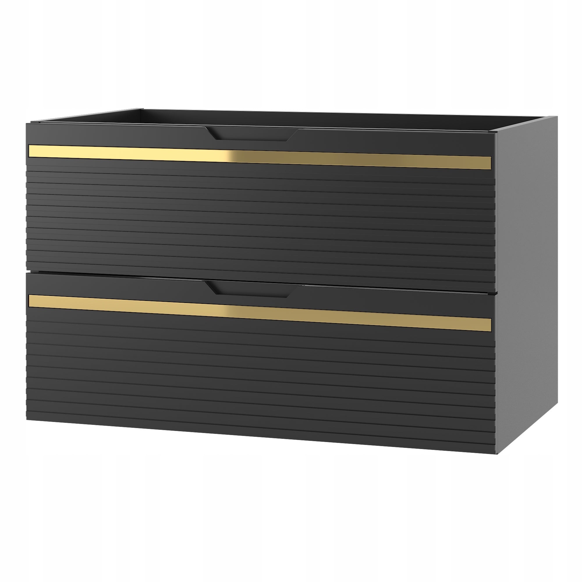 Szafka łazienkowa VESPER 80 cm czarna wisząca frezowany front mat