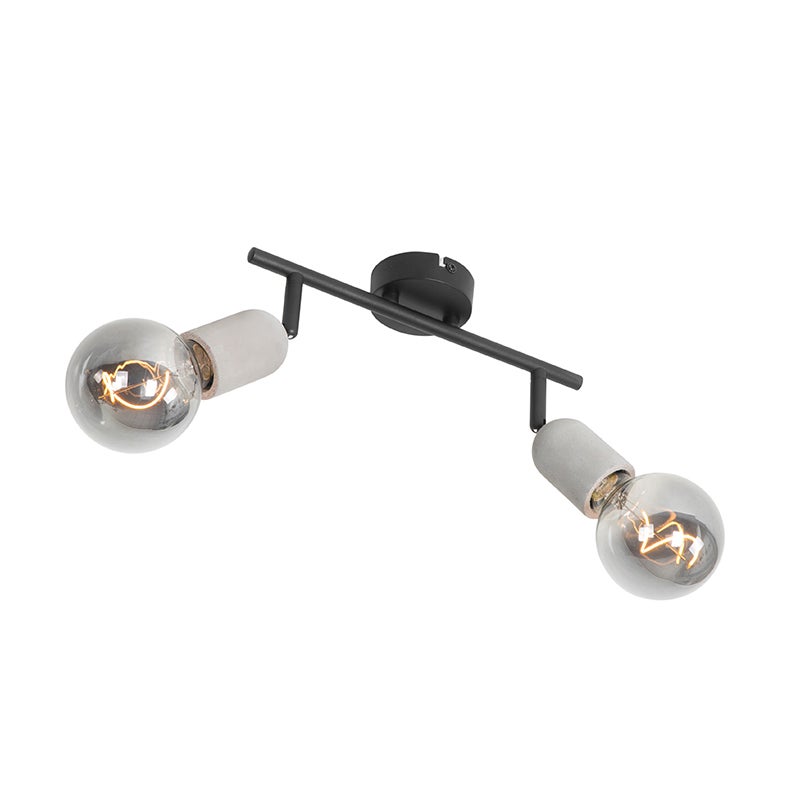 Industrialny reflektor czarny z betonem 2-światła - Pedra