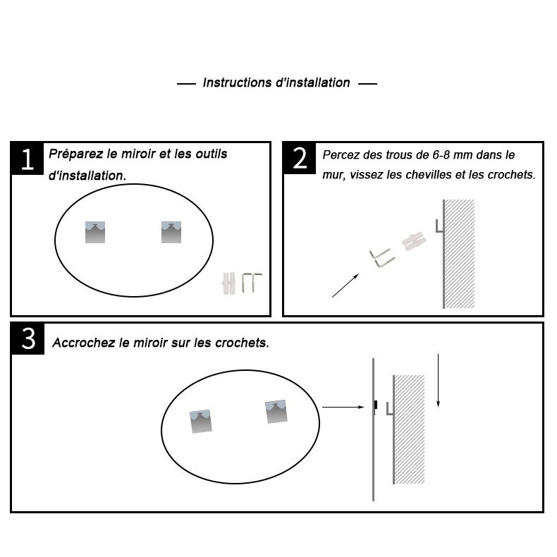 Lustro łazienkowe, lustro do makijażu, 50x70 cm, owalne lustro z ramą, montowane na ścianie i obrotowe - złote - 5