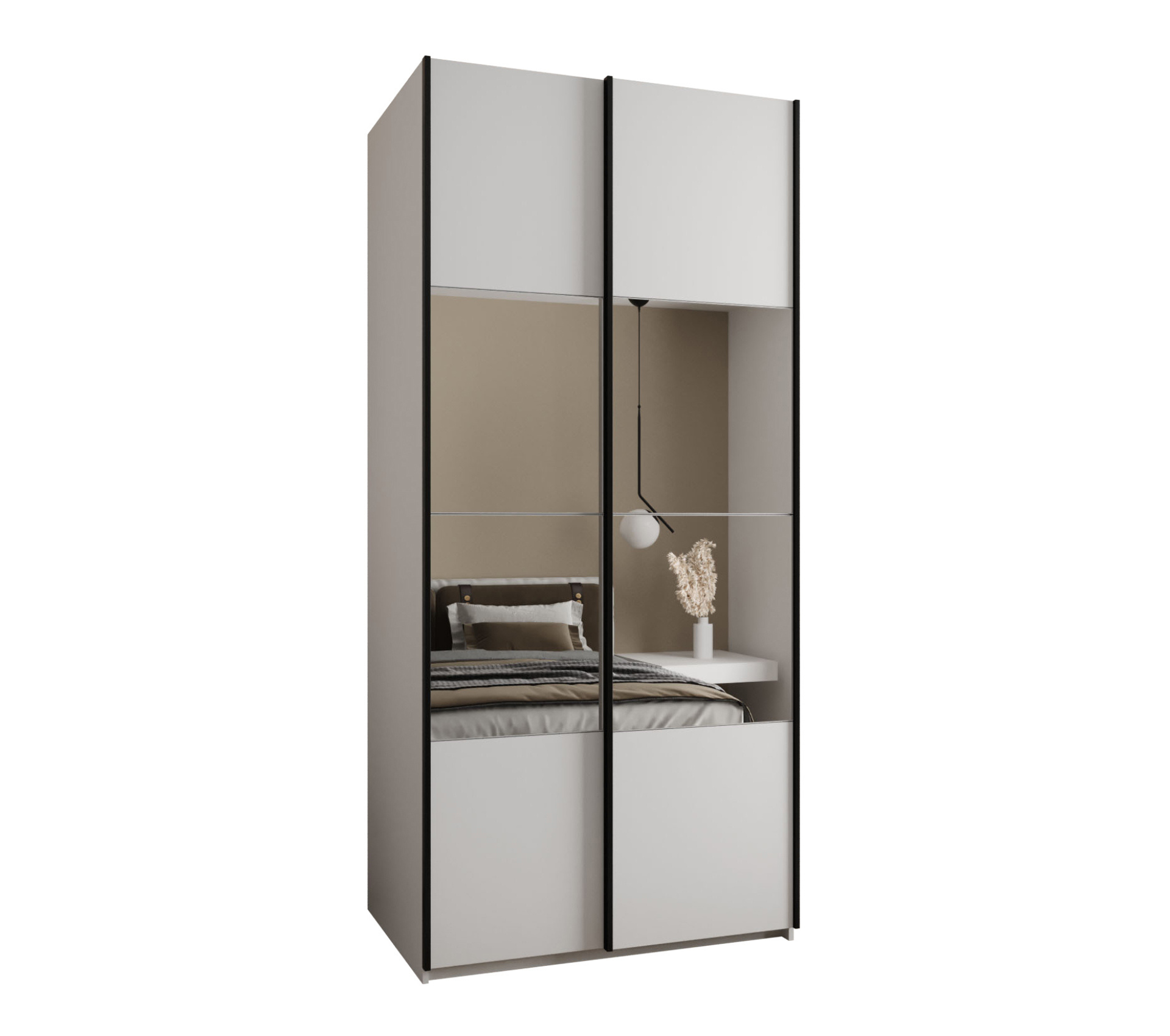 Szafa przesuwna wysoka Lux 4 110 x 64 x 245,5 cm biały + biały + u. czarny - Abiks Meble