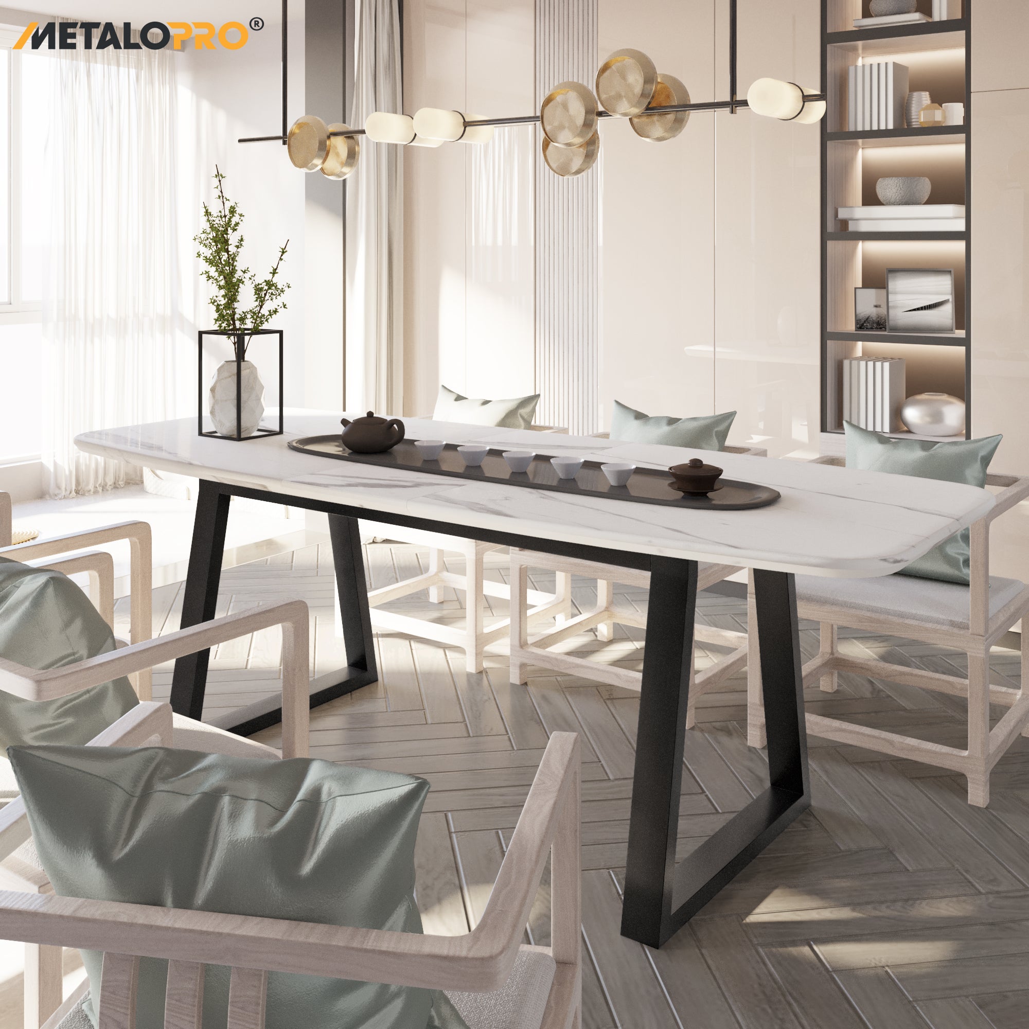 MetaloPro Nemesis Split - Pied de table extensible trapèze, stable, parfait pour table à manger, salon ou cuisine, avec cadre en métal durable - 7