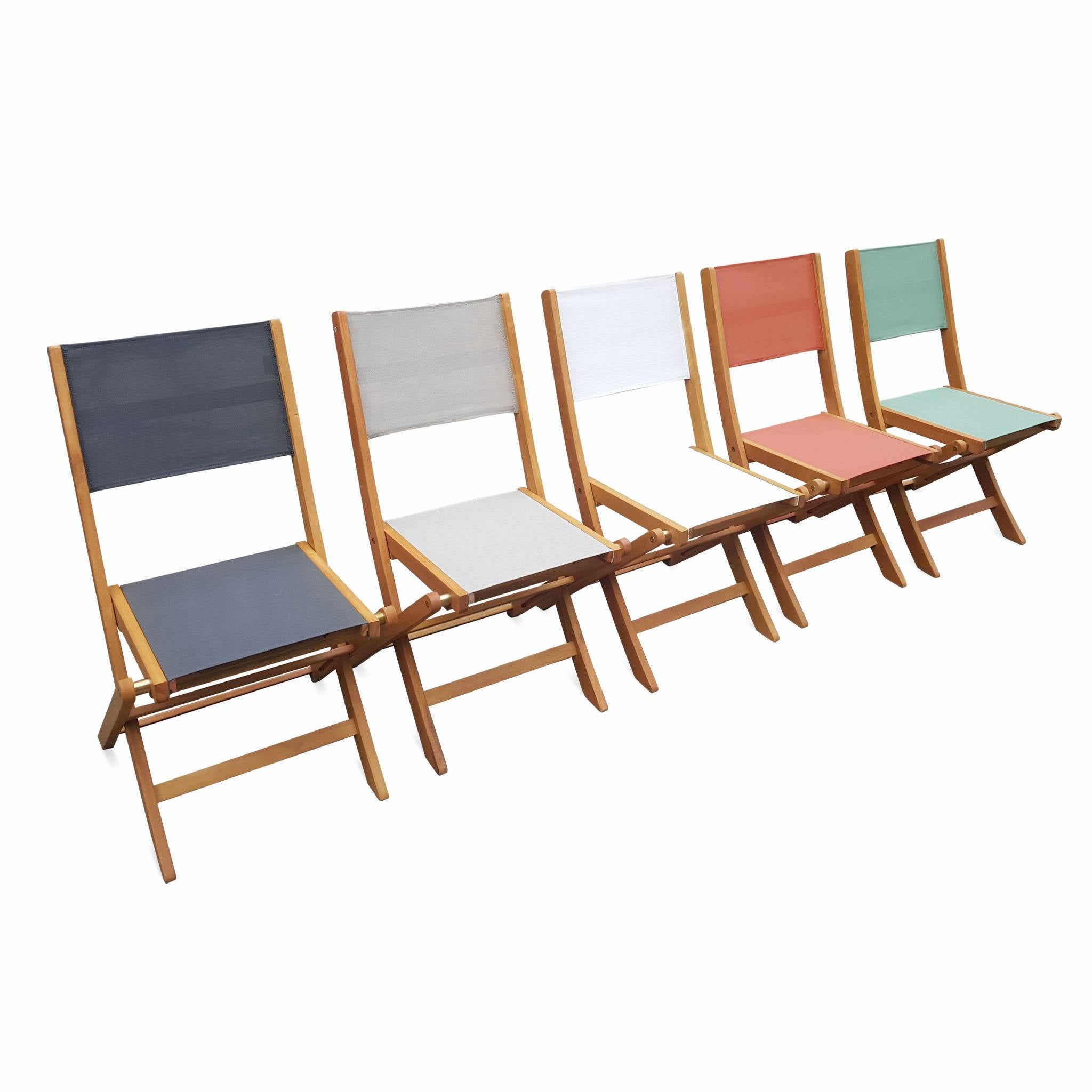 Lot de 2 Chaise de jardin pliable sans coussin Almeria en Bois Orange - 6