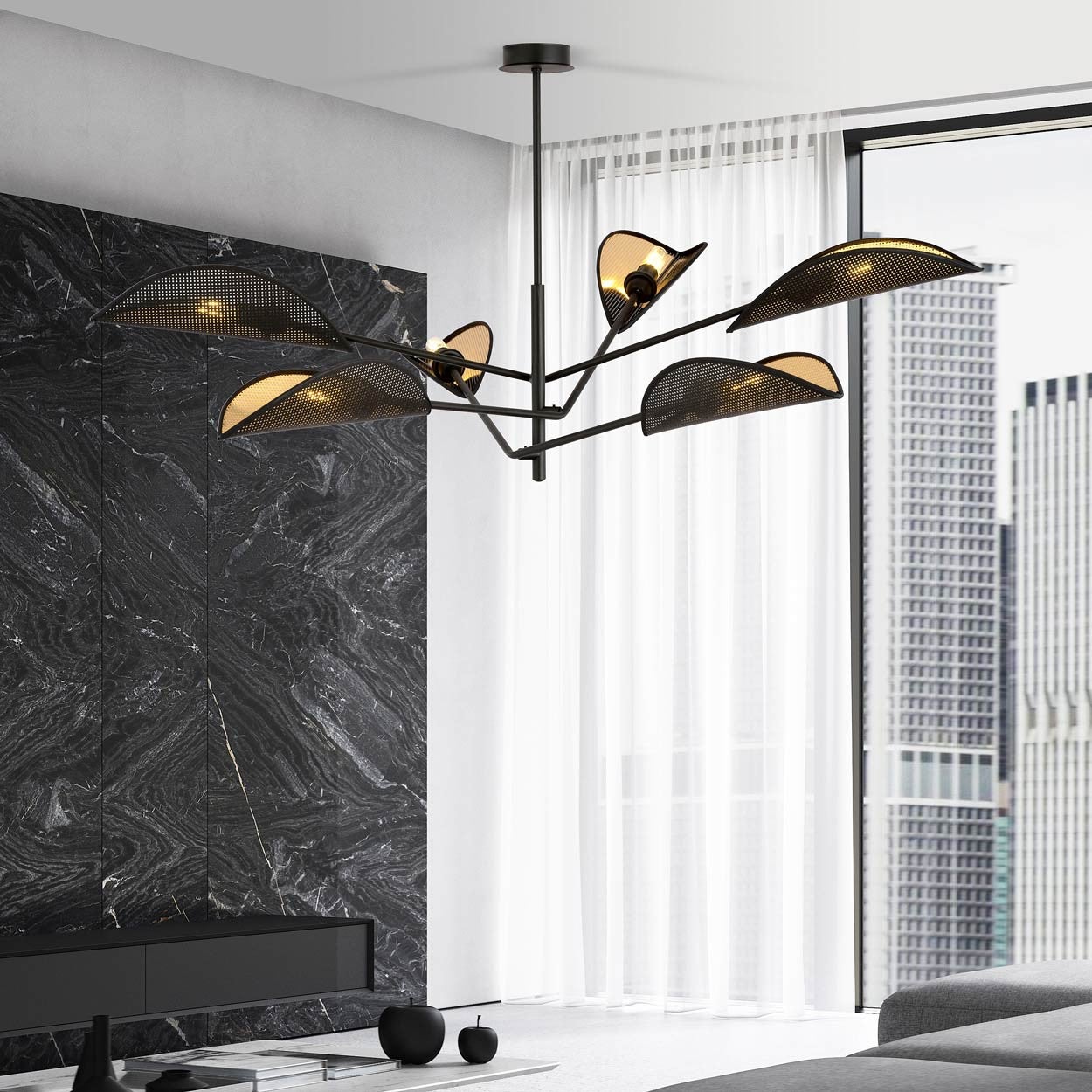 Lampa wisząca Vene czarno-złota 6xE14x10W do salonu wym: 51 x 102 cm metal Emibig - 6