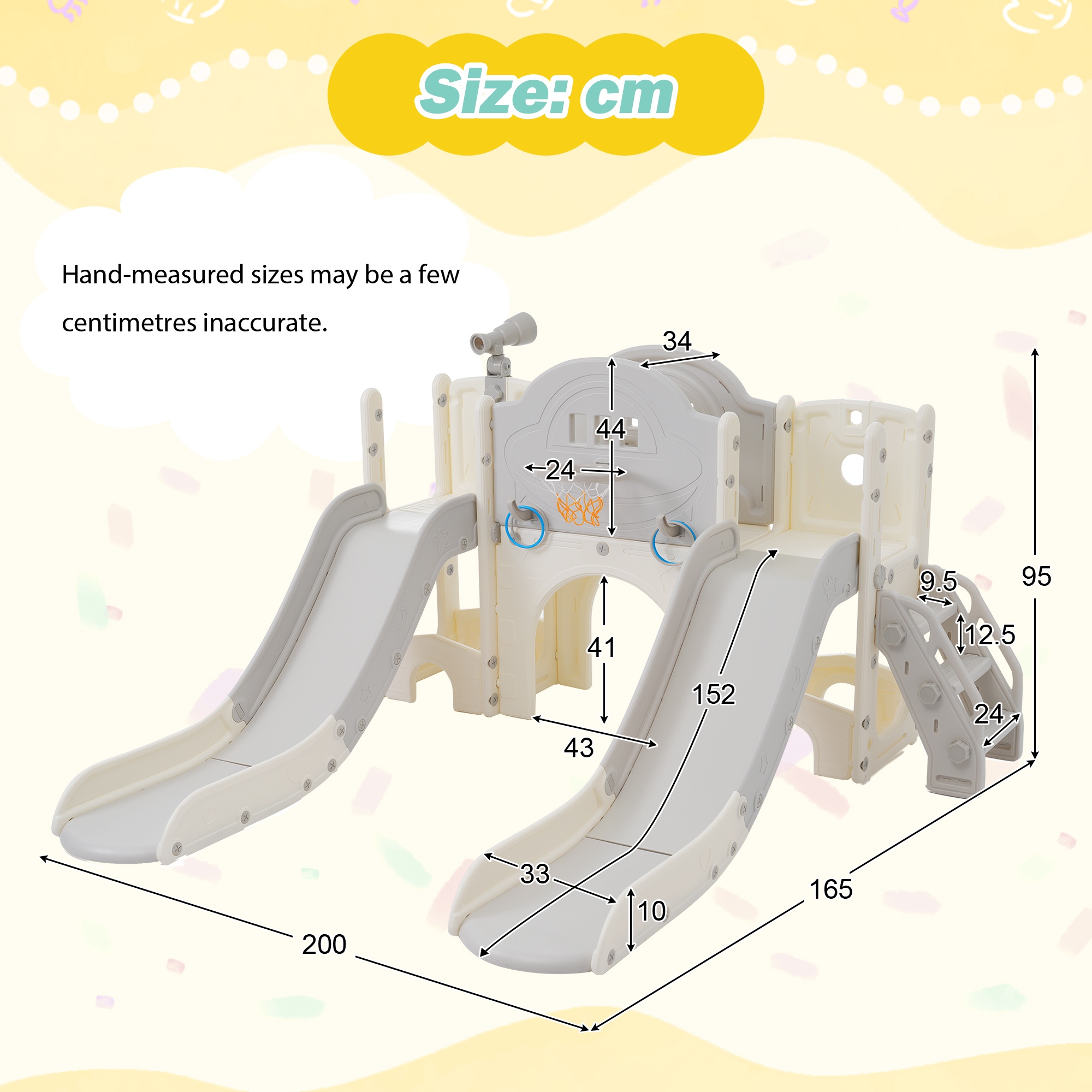 Jouet de plein air pour enfants 8 en 1 - Toboggans, escalade, panier de basket, jeu de perche - Multicolore - 5
