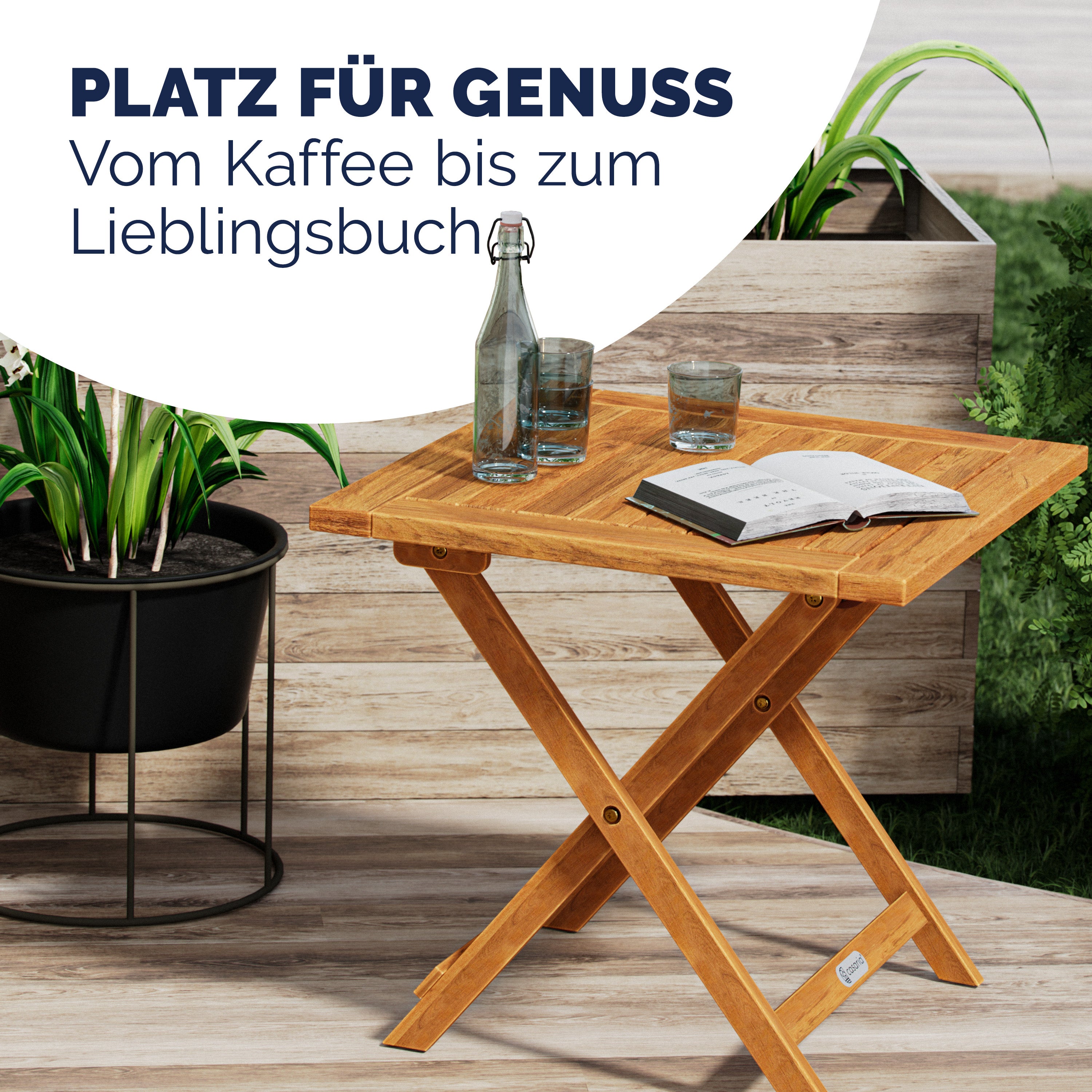 CASARIA® Table basse pliante en bois d'acacia 46x46cm Table d'appoint pliable pour jardin terrasse Intérieur extérieur - 8