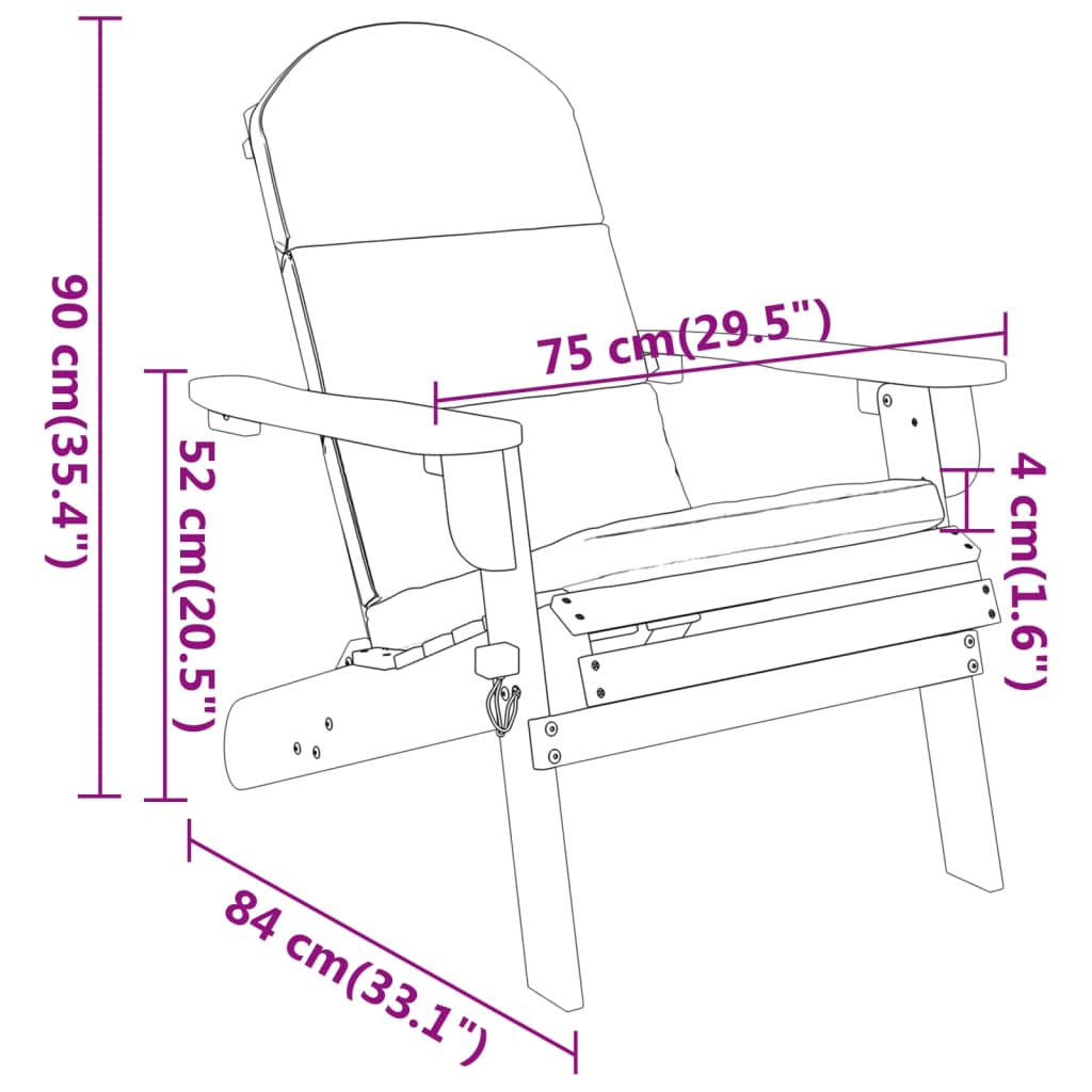 Sedia Adirondack Da Giardino Con Cuscini Legno Massello Acacia Vidaxl 88339272