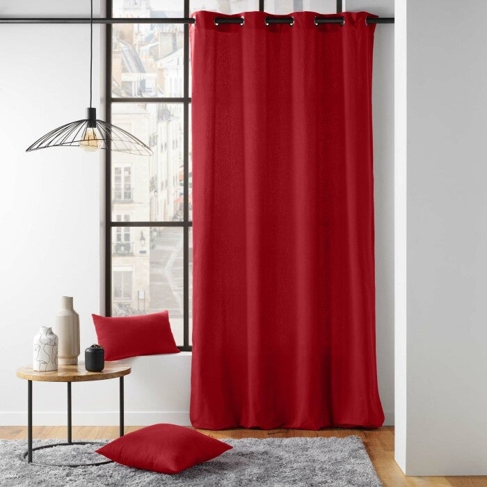Image De Rideau Roug Rideau à œillets 135 x 260 cm – polycoton – Twily Rouge | Leroy Merlin