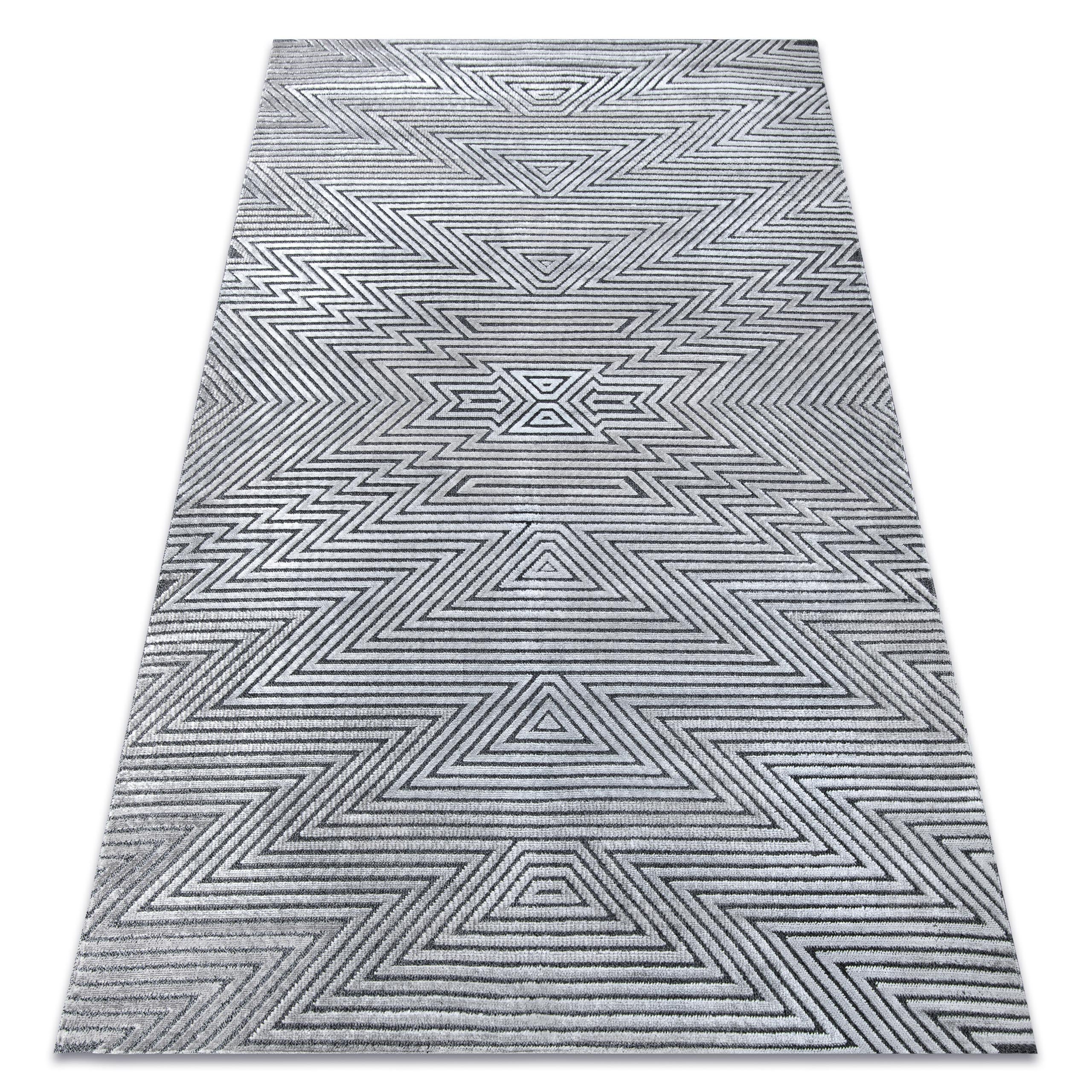 Dywan Strukturalny SIERRA G5013 Płasko tkany, dwa poziomy runa szary - zygzak, etniczny 120x170 cm