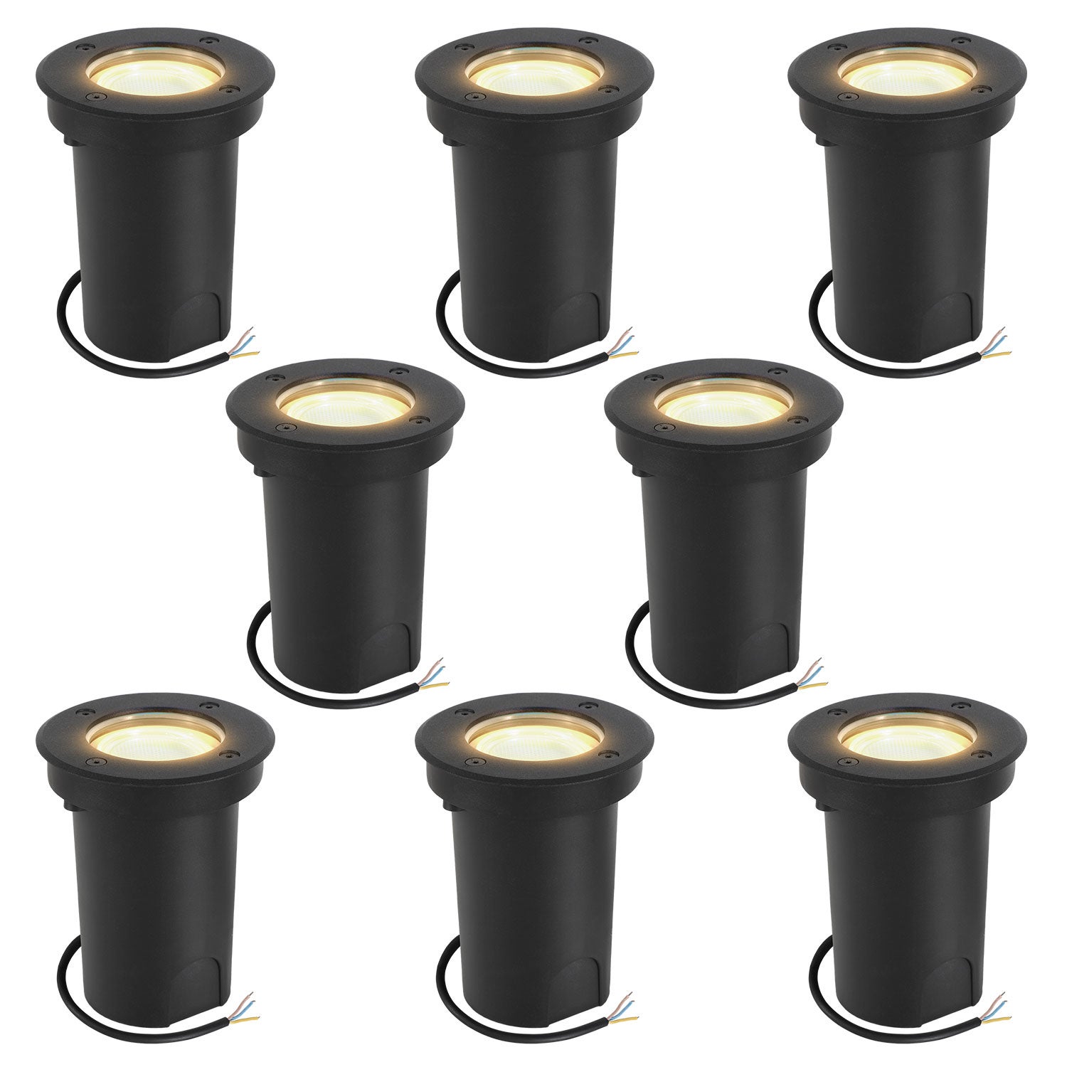 8x 3W Luces subterráneas Orientable IP67 lámpara LED Blanco cálido ...