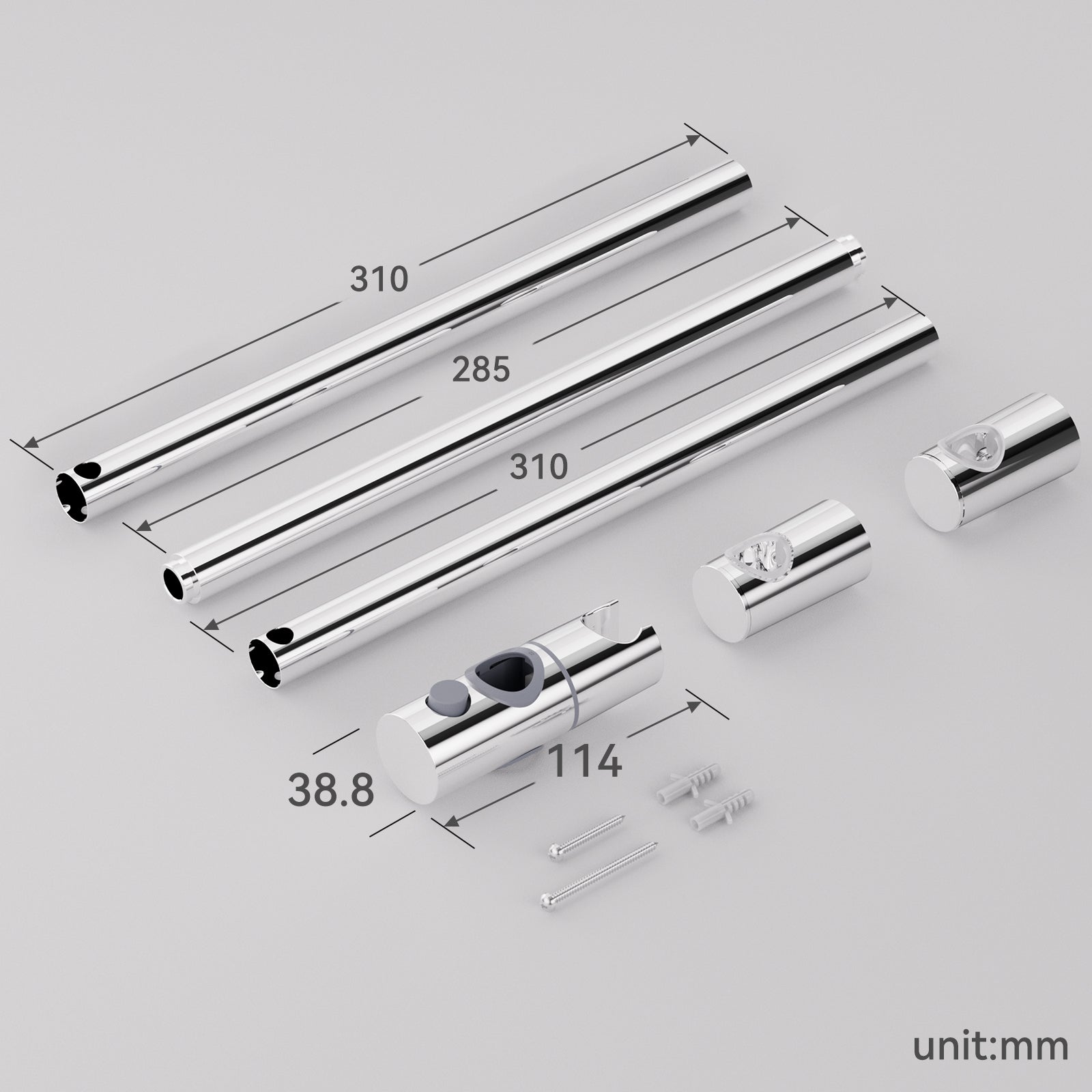 Auralum max Barre Douche Chromé de 90cm en Inox-Support Douchette Réglable Hauteur/Pivotant à 360°,Rail Douche Mural Robuste avec Curseur Coulissant - 6