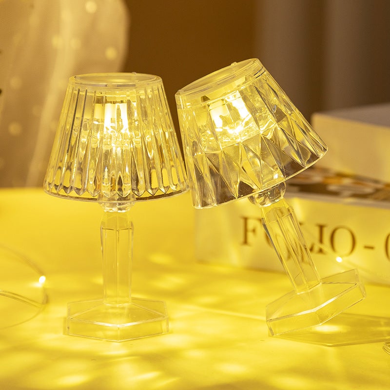 Lampe de table en cristal, veilleuse LED diamant, lumière d’ambiance de chevet, cadeau d’anniversaire pour copines et amies L 6.5*6.5*11.5cm - 3
