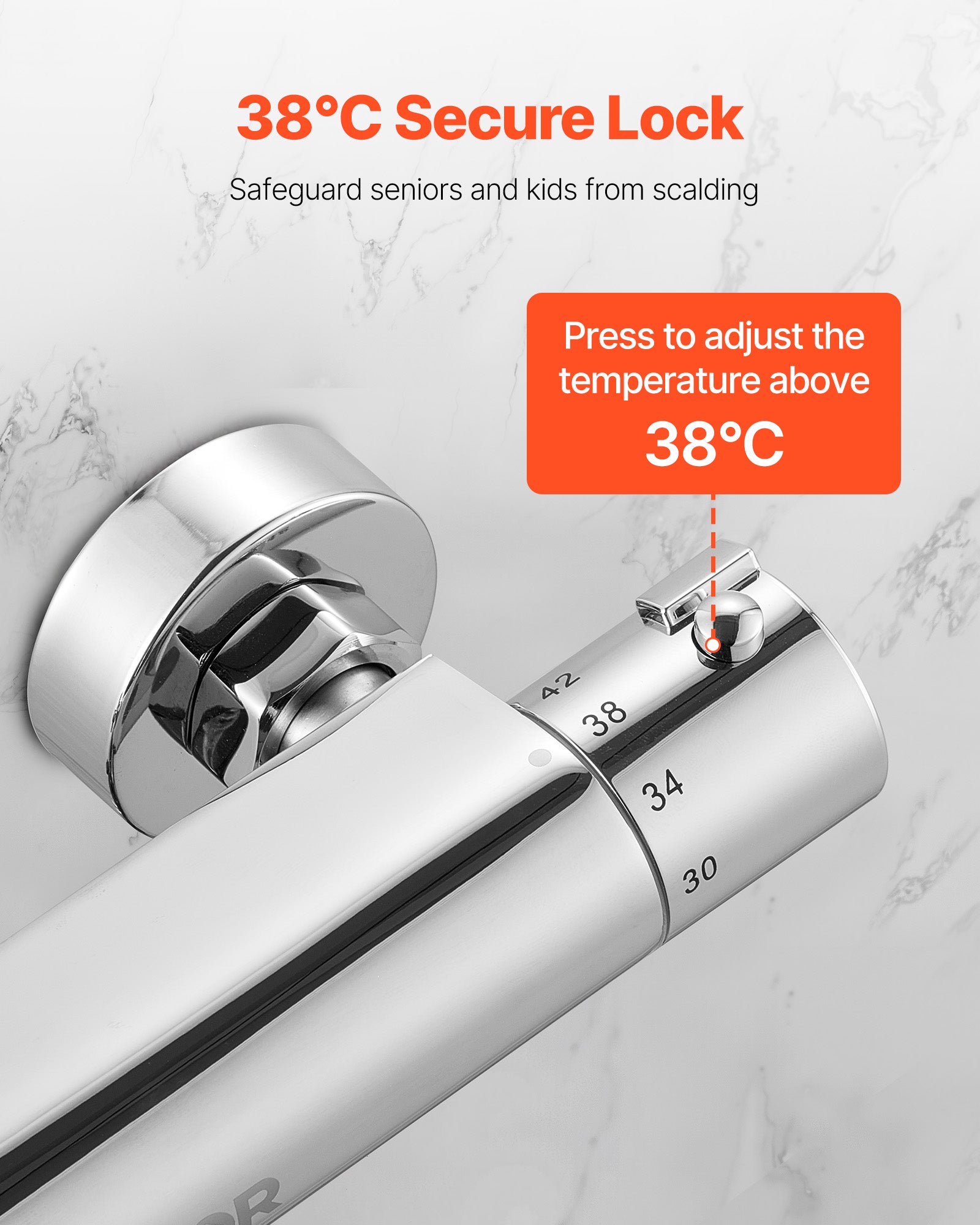 Mitigeur thermostatique douche, VEVOR verrouillage sécurité 38°C, contrôle température eau chaude/froide, laiton massif, système équilibrage pression - 3