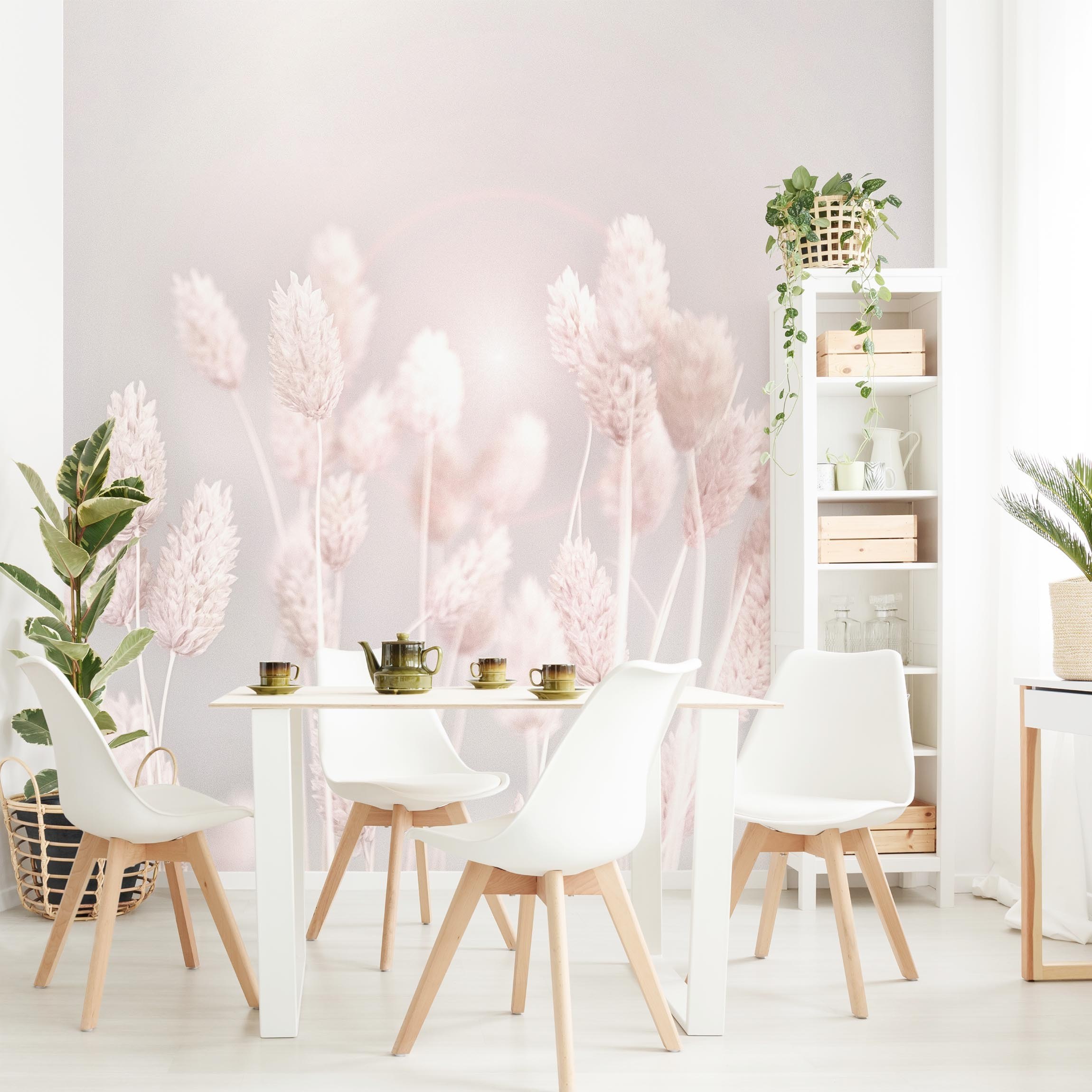 Papel pintado fotomural botánico tropical rústico romántico flores 293 - salón dormitorio cocina pasillo - tnt 192 x 192 cm adhesivo